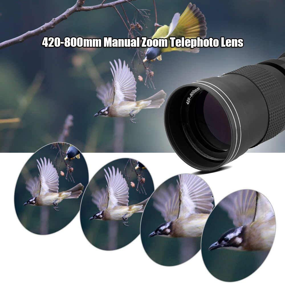 Commander Optics Super 420-800mm f/8 Manual Telephoto Zoom Lens for Nikon F Mount Digital DSLR Cameras with T-Mount + Photo Essential Accessory Kit