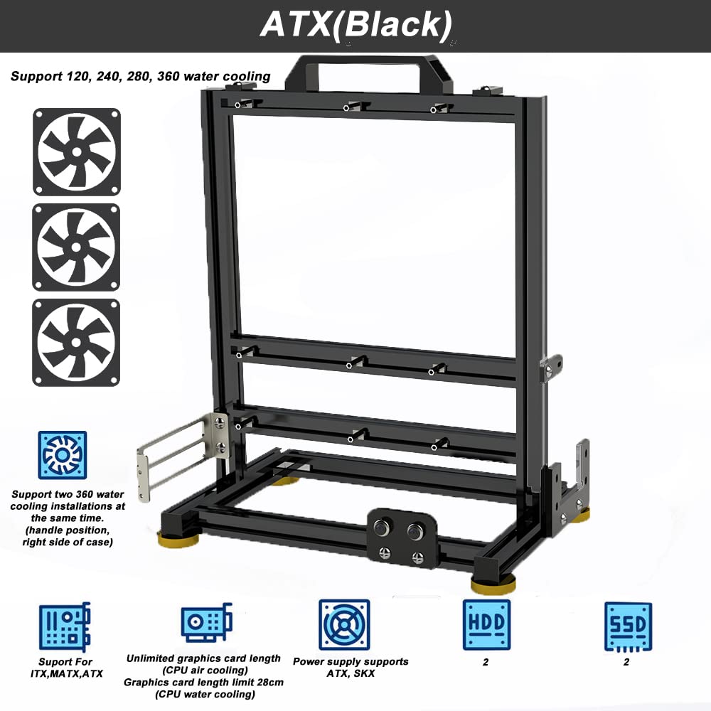 Aluminum Alloy Open Case Gaming Computer Chassis Desktop Bracket Water Cooling Box AtxPersonality Creativity