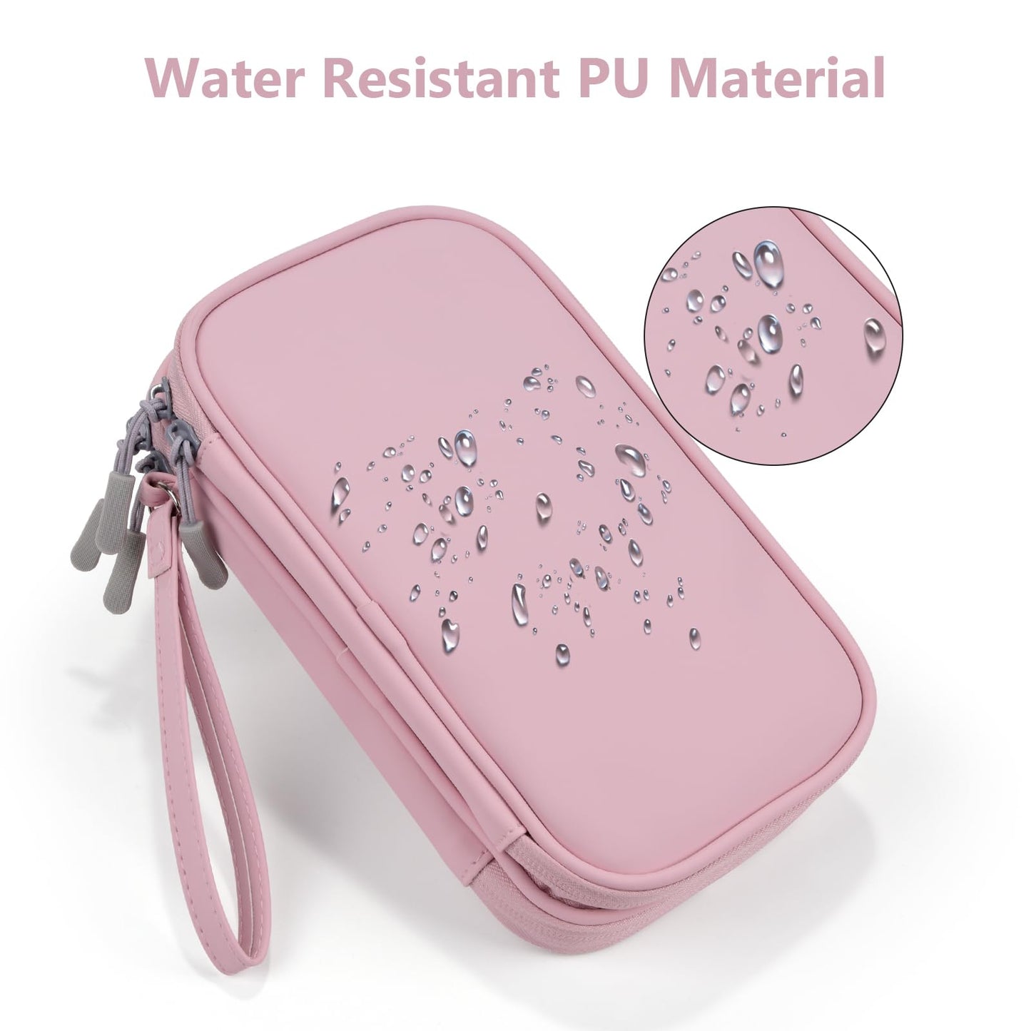 Weemia Tech Organizer Travel Carrying Case Cables Pouch Organize and Storage Accessories Electronics Cords Charger Cell Phone Power Bank (Pink-Soft-M)