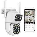 Dosilkc 2K Dual Lens Outdoor Security Camera, 360° View Pan/Tilt 2.4G WiFi Wireless Linkage Cameras for Home Security, Home Surveillance Camera