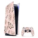 MightySkins Glossy Glitter Gaming Skin for PS5 / PlayStation 5 Bundle - Butterfly Garden | Durable High-Gloss Glitter Finish | Easy to Apply