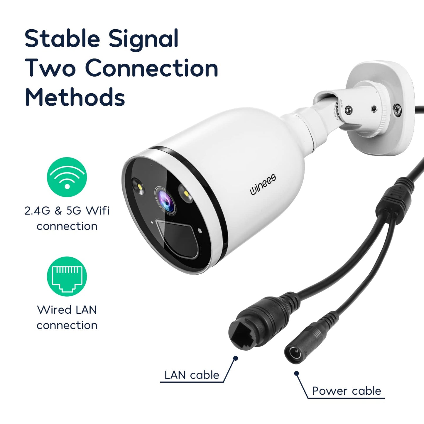 winees 2.4/5 GHz Outdoor Security Camera, 4MP Metal Base WiFi Camera for Home Security, Color Night Vision with Spotlight, Person/Vehicle/Package