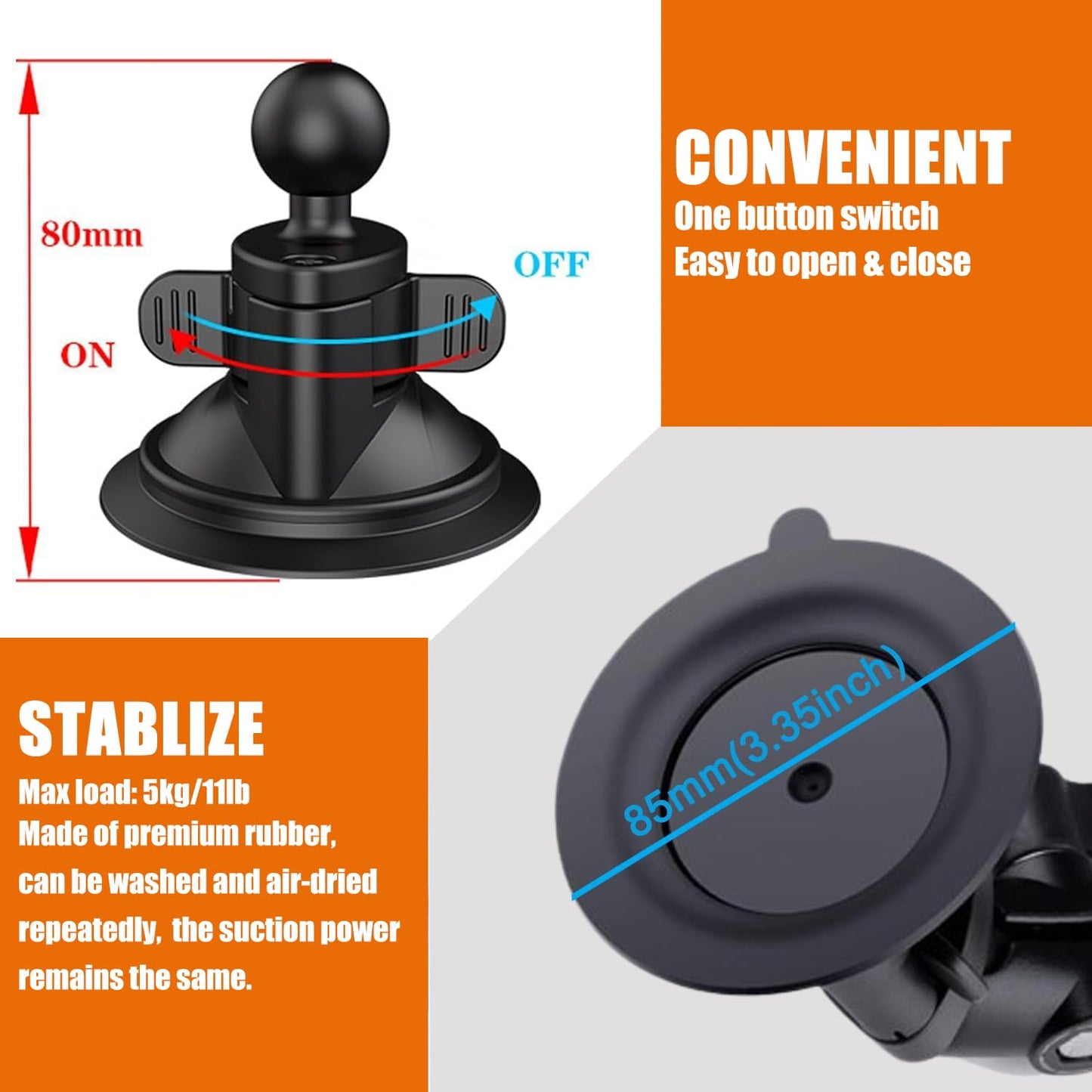 Upgraded Pocket 3 Suction Cup Mount, Car Windshield Window Dash Holder Kit with Expansion Adapter for DJI Osmo Pocket 3, Insta360 X5 X4 X3, DJI Osmo