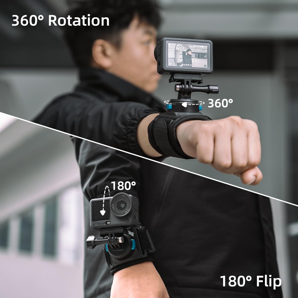 SUREWO Magnetic Quick Release Wrist Strap Mount Compatible with Go Pro Hero 13/12/11/10/9/8/7//6/5 Black,DJI Osmo Action 6/5Pro/4/3/2,Insta 360 ONE