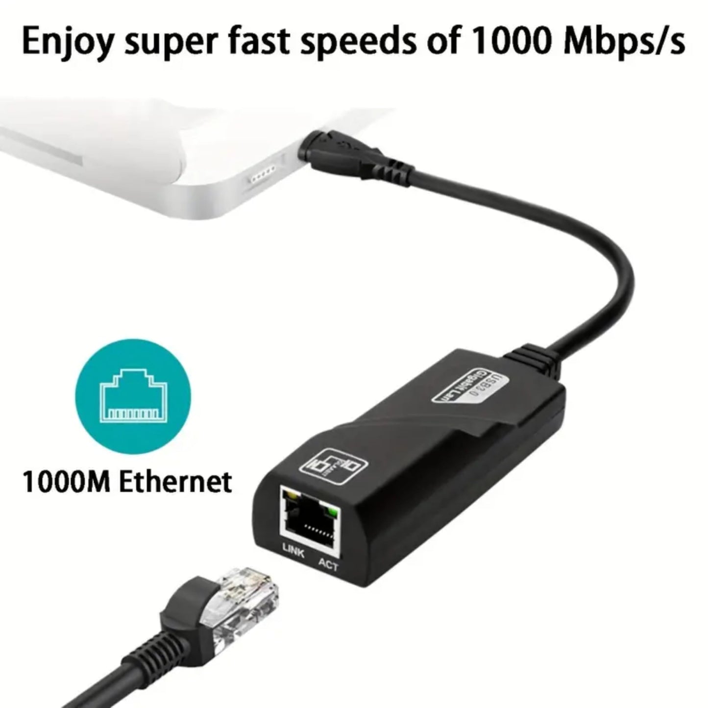 USB to Ethernet Adapter, Supports Nintendo Switch, Foldable USB 3.0 to Gigabit Ethernet LAN Network Adapter, Network Gigabit RJ45 LAN 10 100 1000 Mbps