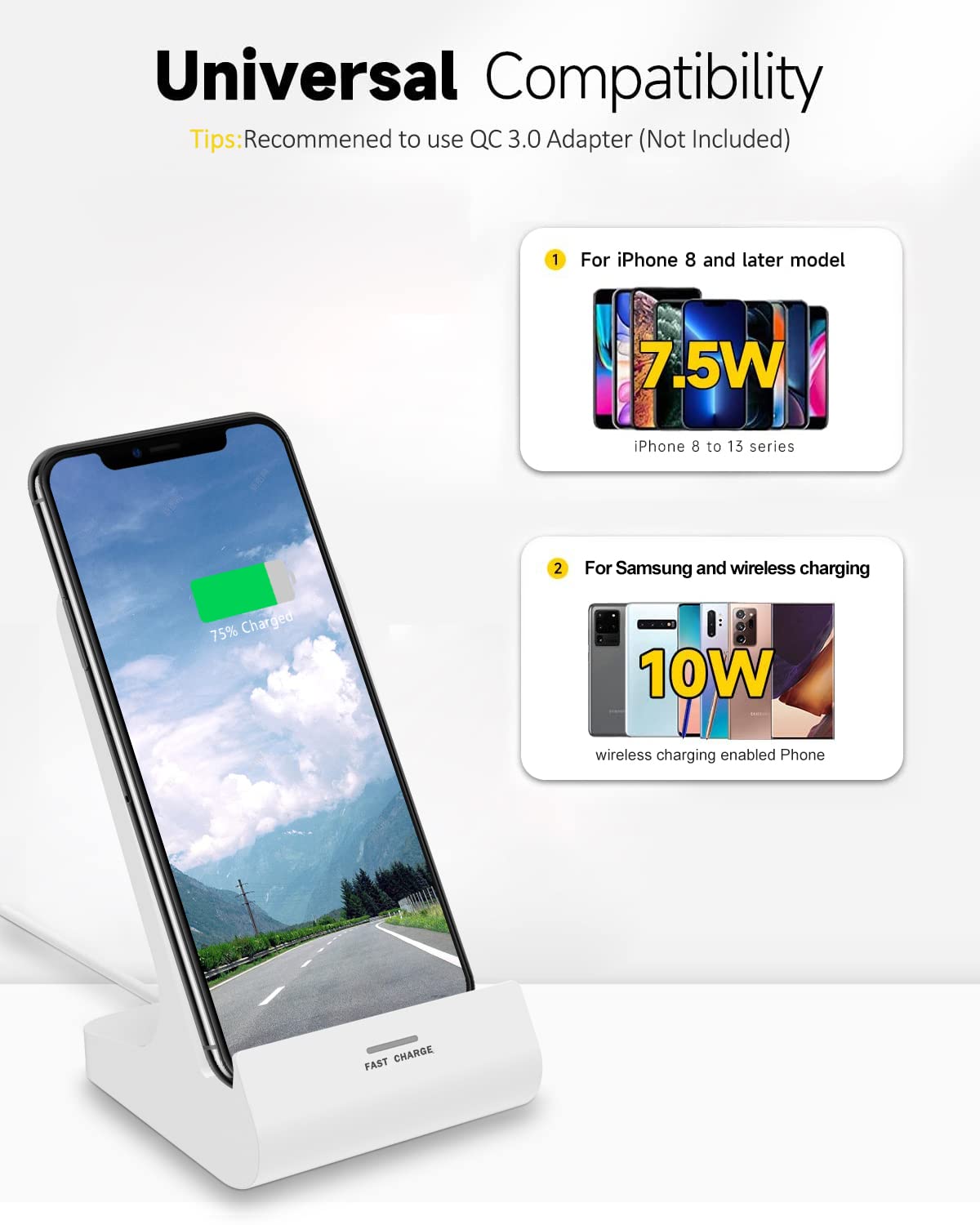 Oinmely Z1 Wireless Charger Wireless Phone Charger Stand 10W Max Compatible with Apple iPhone 12/12 Pro Max/ 11Pro/11Pro Max/XR/XS Max/XS/X/8/8Plus