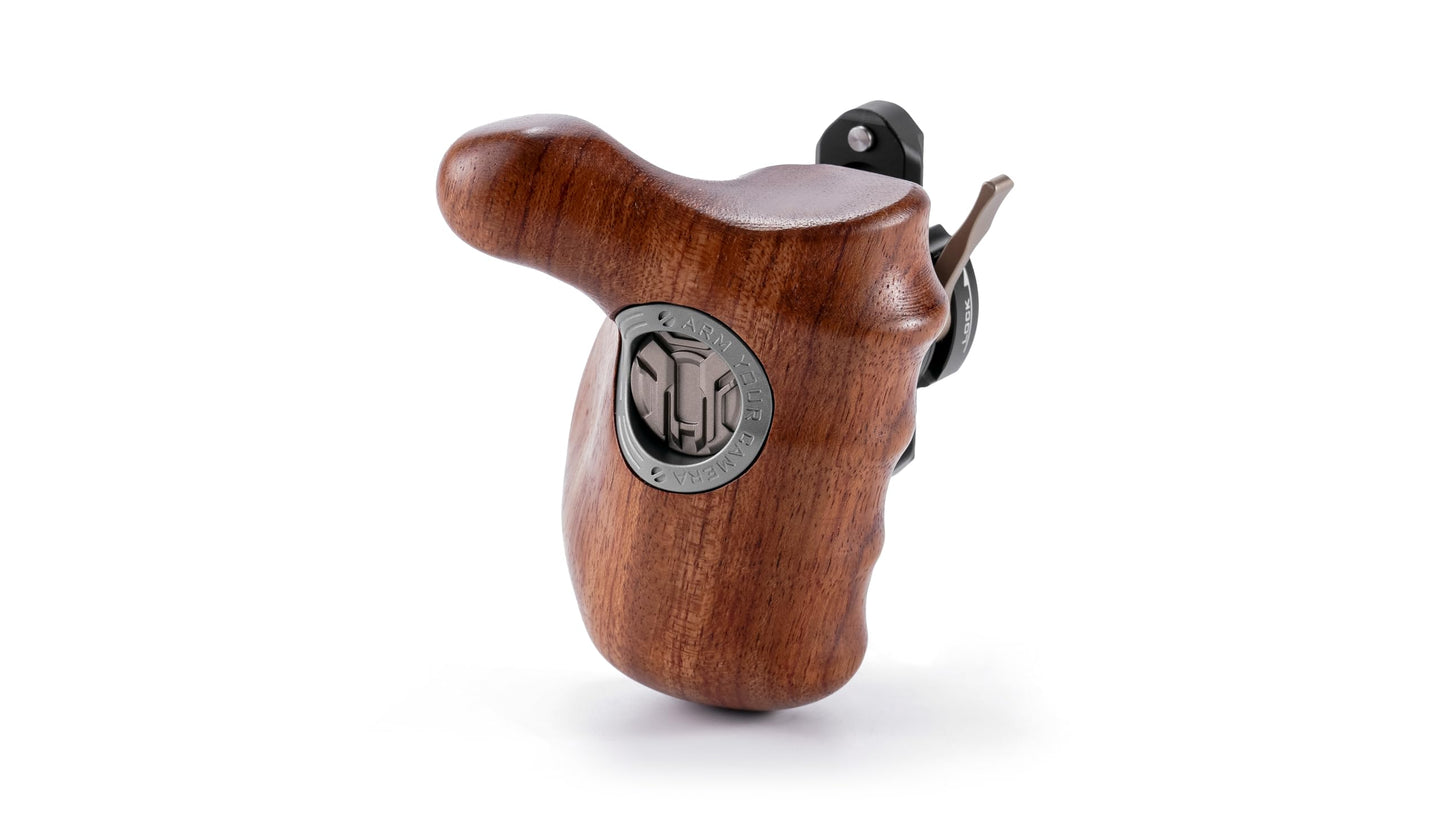 Tilta Advanced Right Side Wooden Handle (NATO Rail - Type VIII) | Black Walnut Wood & Aluminum Alloy Build | Quick Release Button TA-AWH8-R-B