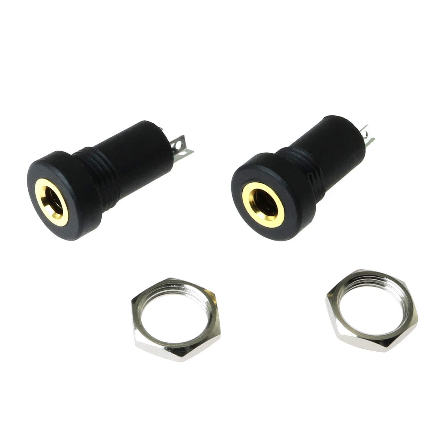 BLLNDX 3.5mm Stereo Panel Mount Jack 2PCS 3.5mm 1/8Inch Mini Female Stereo Panel Mount Solder Headphone Socket Connector