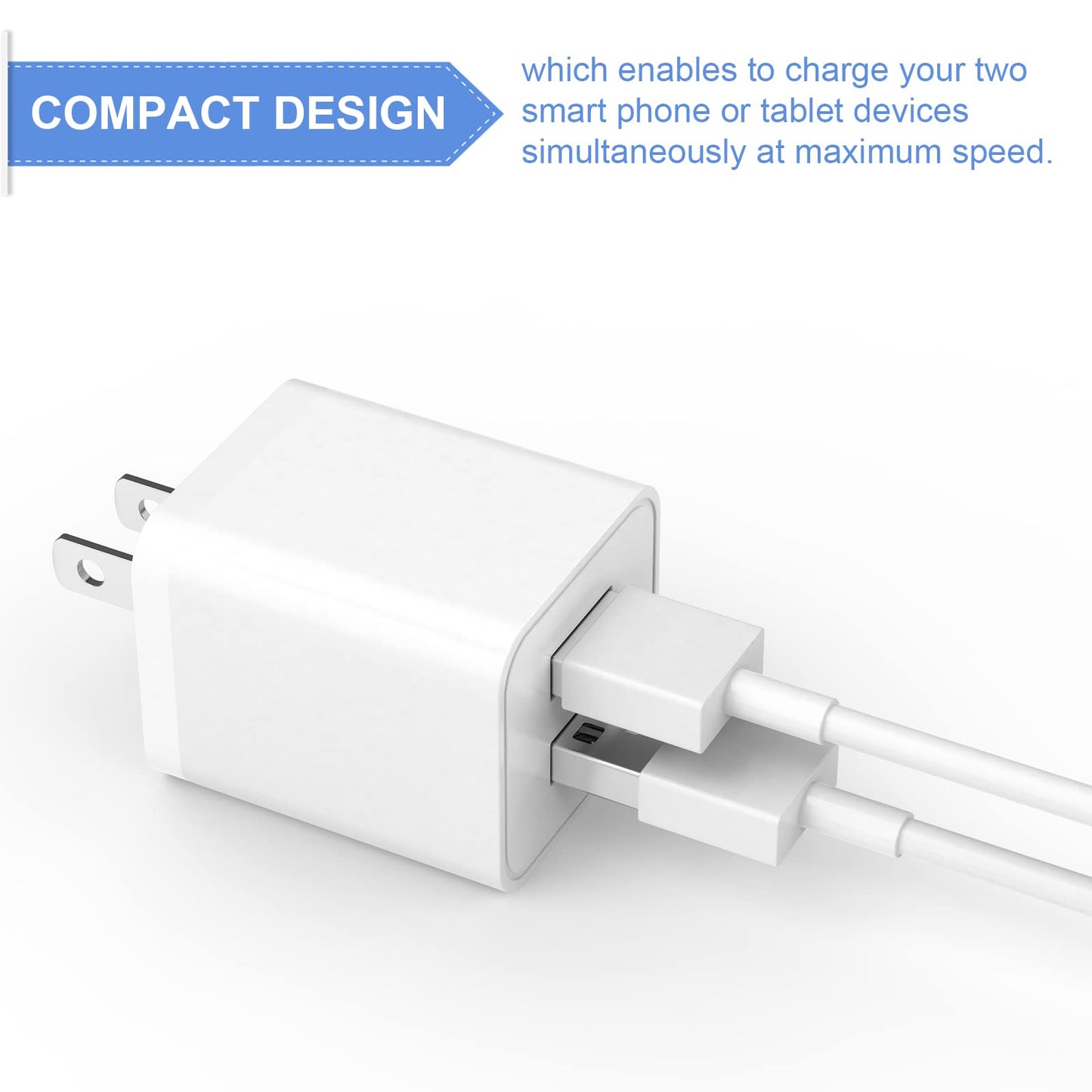 6Pack USB Wall Charger, iGENJUN 2.4A Phone Charger Dual USB Port Cube Power Plug Adapter Fast Wall Charger Block Compatible with iPhone 17/17
