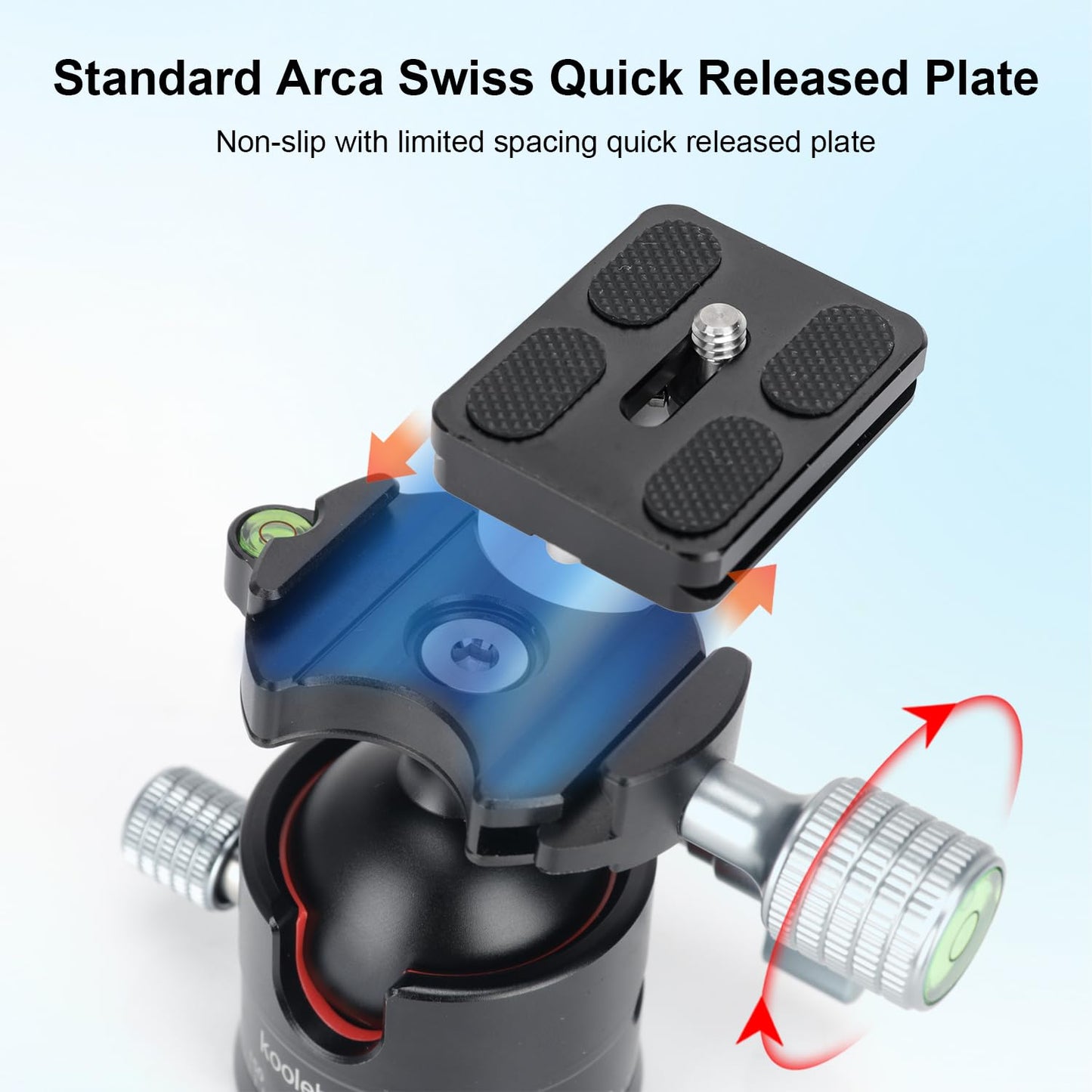 Koolehaoda Tripod Head Low Profile Ball Head, ?36mm Metal Panorama Ball Head with 1/4" Screw Arca Swiss Quick Release Plate for DSLR Camera Tripod