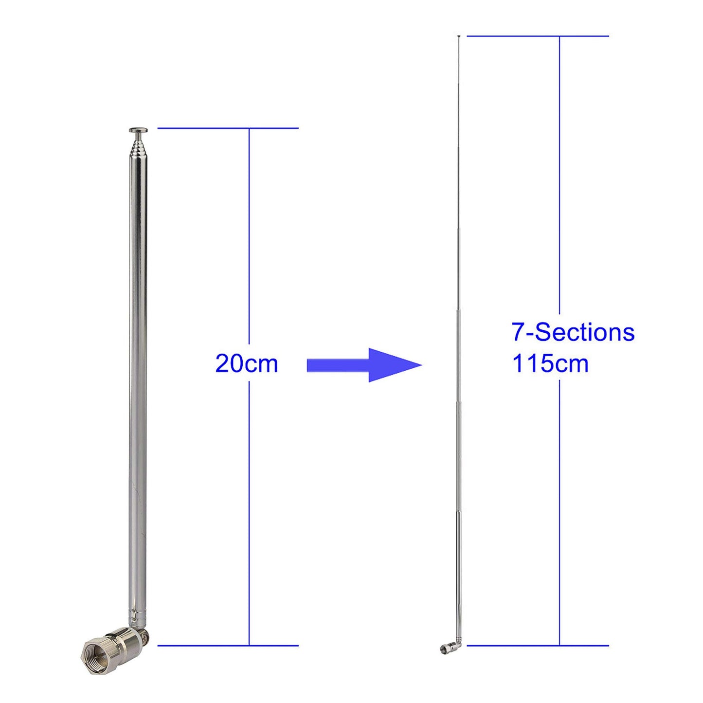 Bingfu FM Antenna 115cm 7 Sections Telescopic FM Radio Antenna Replacement for Yamaha Onkyo Pioneer Marantz Indoor Sound HD Radio Bluetooth Home