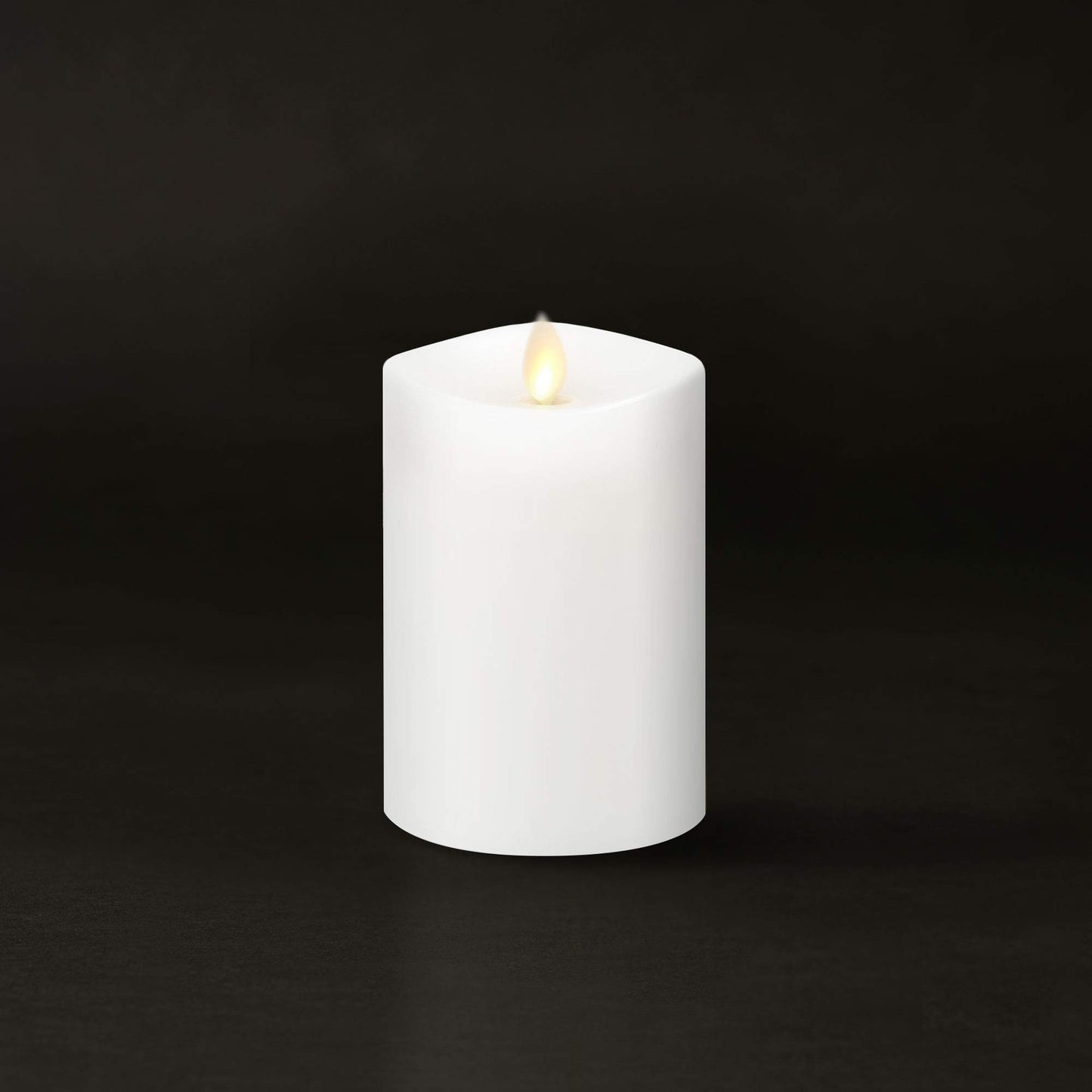 Luminara Flameless Pillar Candle, Small (4.5 inches, Unscented) Real-Flame Effect, Melted Edge, Real Wax, Smooth Finish, White, LED Battery-Powered