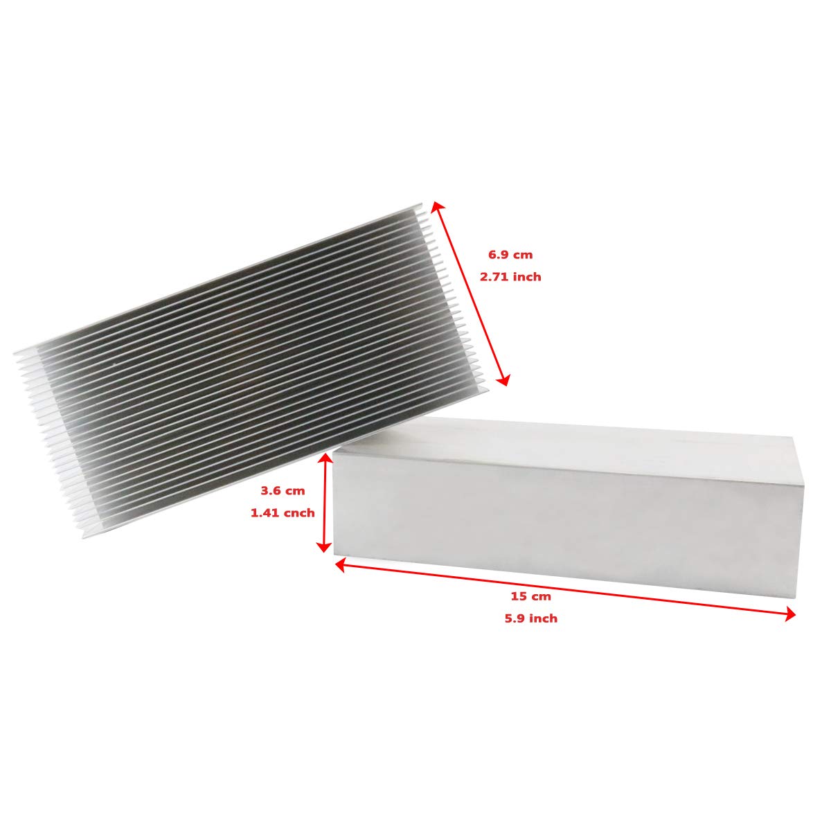 Nxtop 150x69x36mm Aluminum Heat Radiator Heatsink Cooling Fan Silver Tone 2Pcs