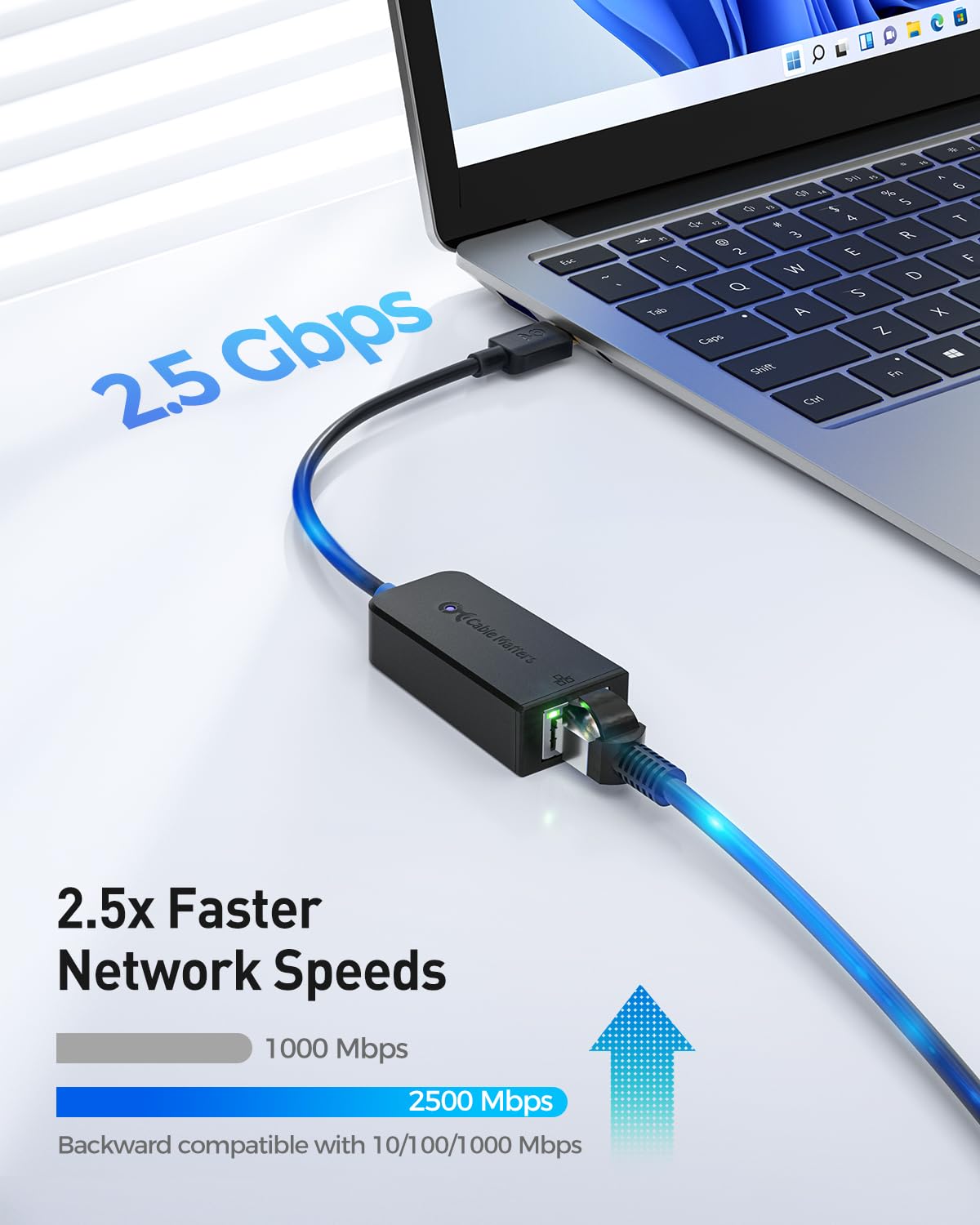 Cable Matters USB C to 2.5Gb Ethernet Adapter, 2500Mbps Ethernet to USBC
