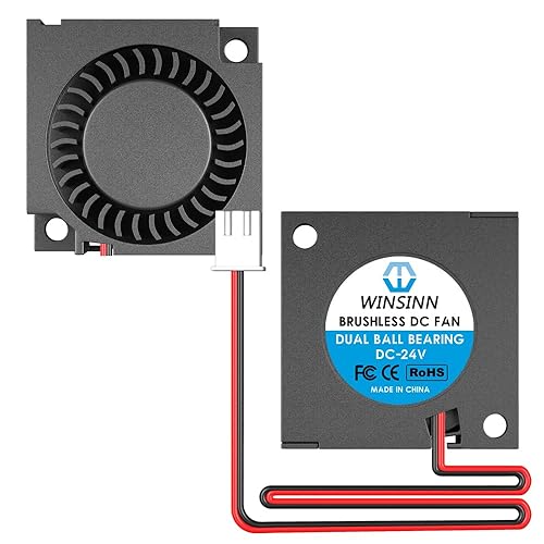WINSINN 30mm Blower Fan 24V, Micro 24 Volt Fans Blower 3010 Dual Ball Bearing, 30mmx10mm 2PIN (Pack of 2Pcs)