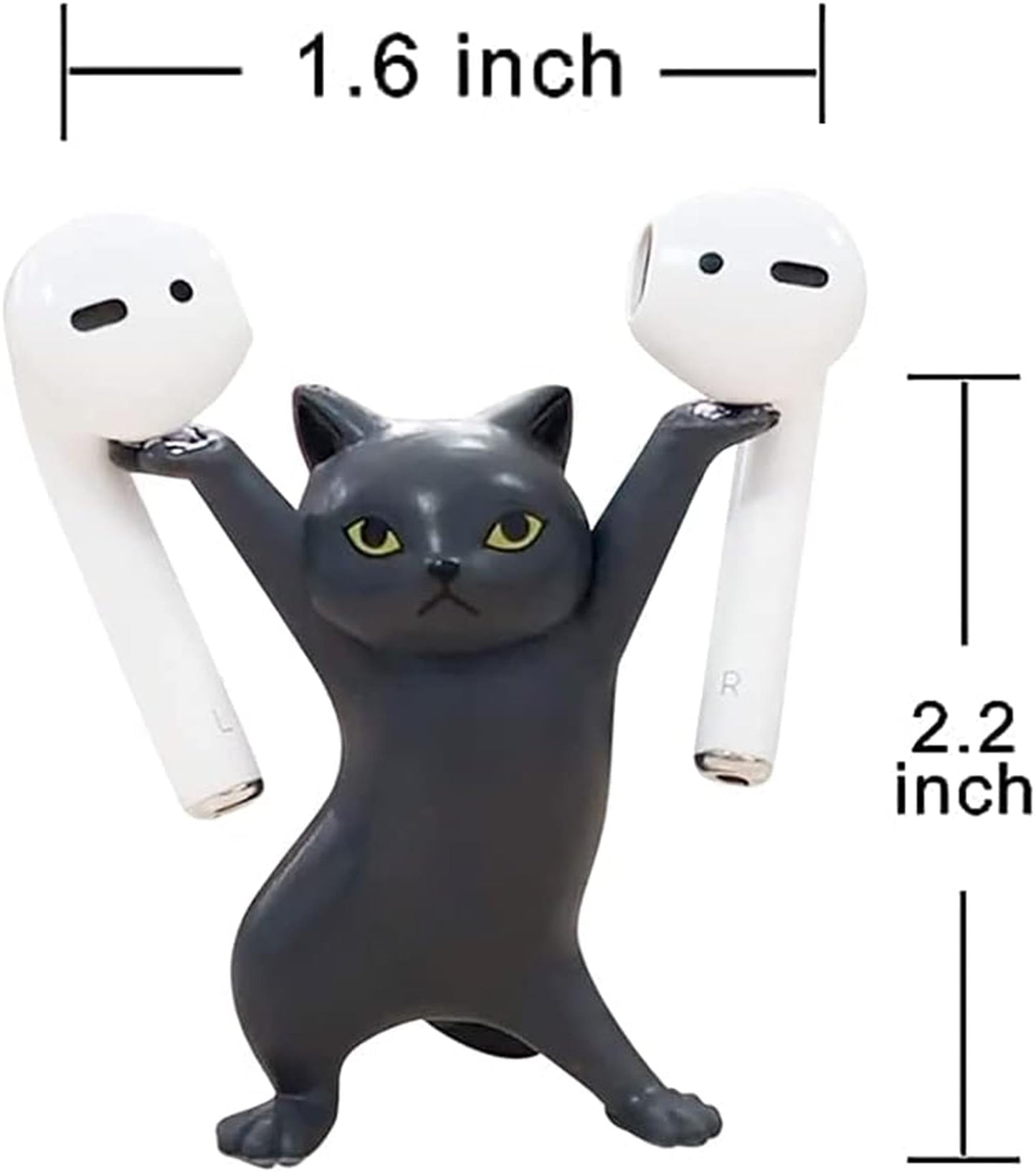 ATHAND Cute Stuff Home Decor Fun Kitty Decoration for Desk Shelf Magnetic Dance Cat Airpod Holder Headphone Earbuds Holder for Apple AirPods 1& 2 3