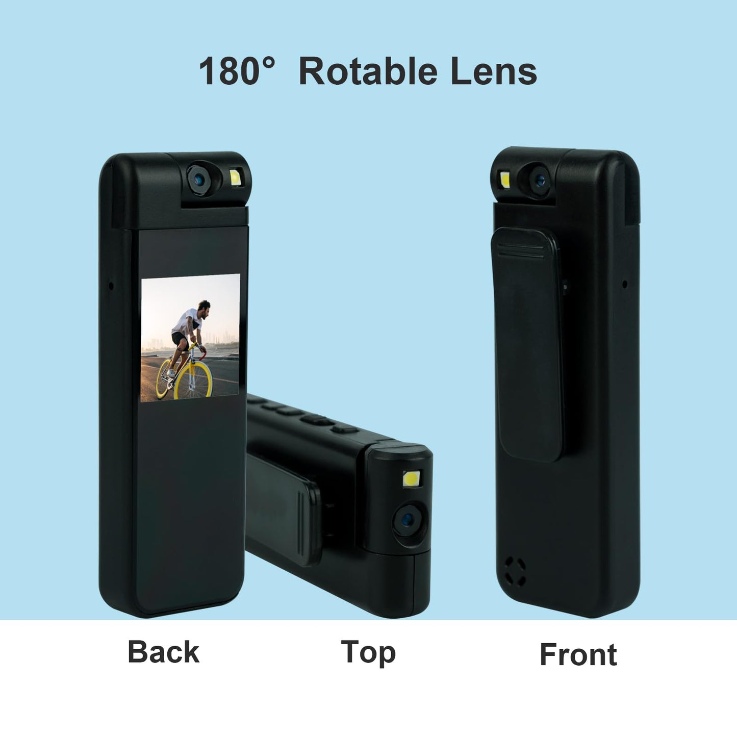Lenofocus Small Body Camera 1440P HD Body Video Cam 1.3” Screen 64GB TF Card Rotatable Lens Clip on Pocket Hat Cap Sport Cameras