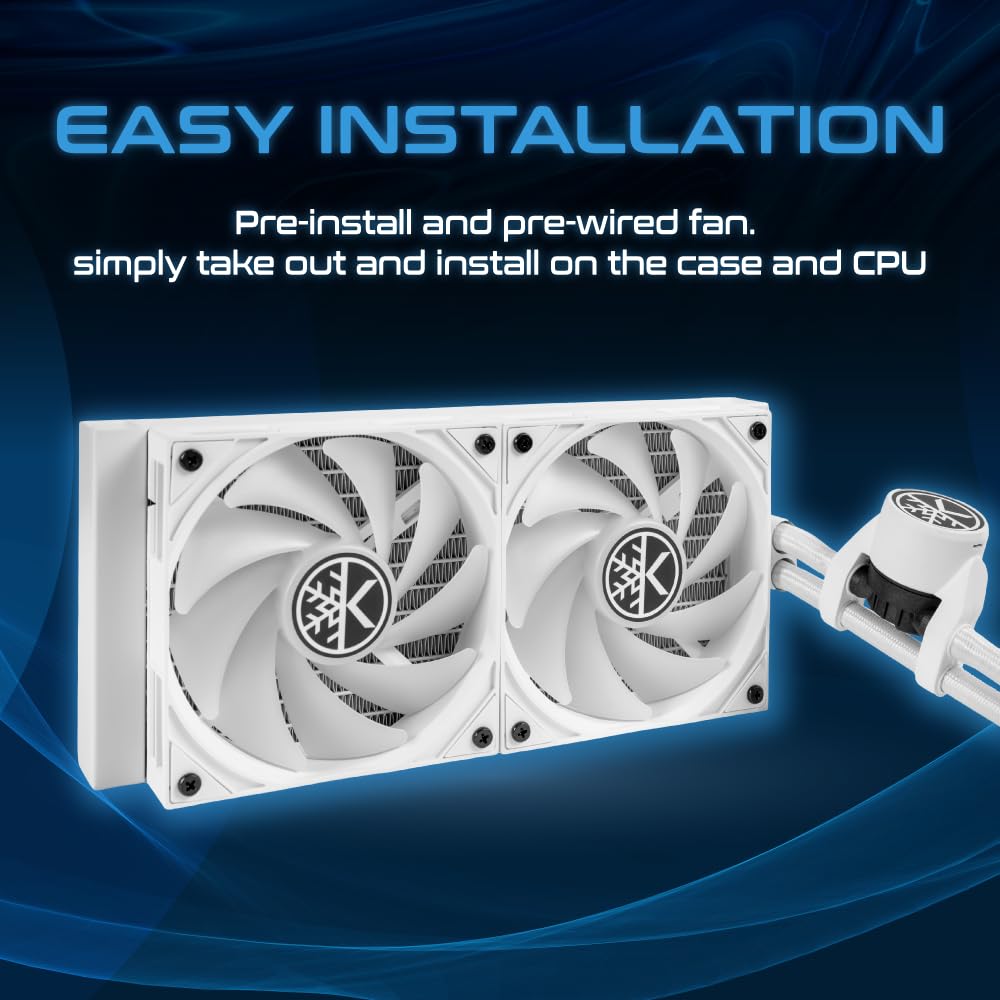 KINGCOOL Pure Flow 240mm AIO CPU Liquid Cooler, Enhanced 4500RPM Pump, Transparent Water Block, 2x120mm ARGB PWM Fans, Aluminum Radiator, Compatible