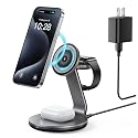 HERRBOLAI 3 in 1 Charging Station Compatible with Magsafe Charger Wireless Charger Stand for iPhone 17 16 15 14 13 12 Wireless Charging Station