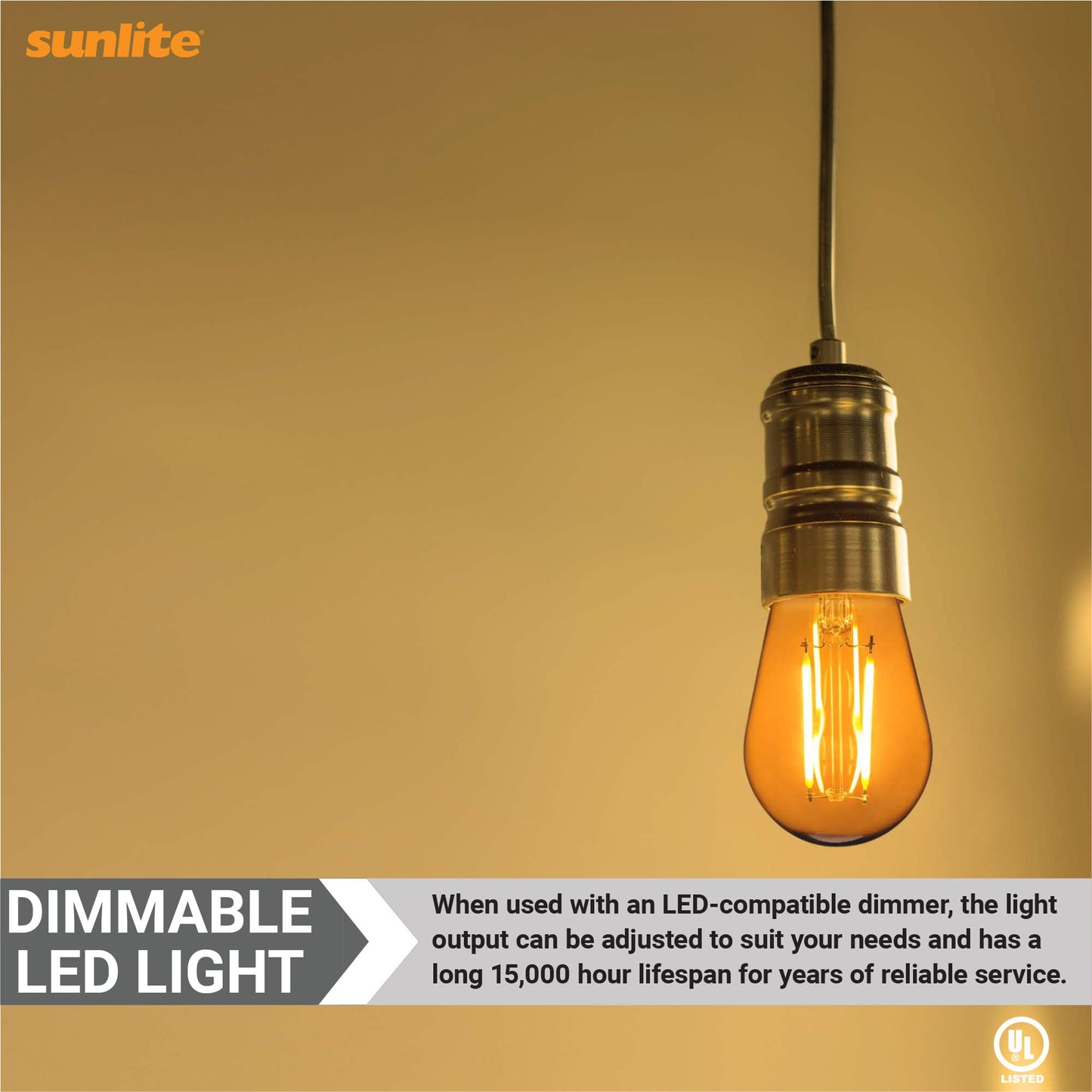 Sunlite 81093 LED S14 String Light Bulb, 2 Watts (25W Equivalent), Medium E26 Base, Party Decoration, Holiday Lighting, Transparent, Dimmable, UL