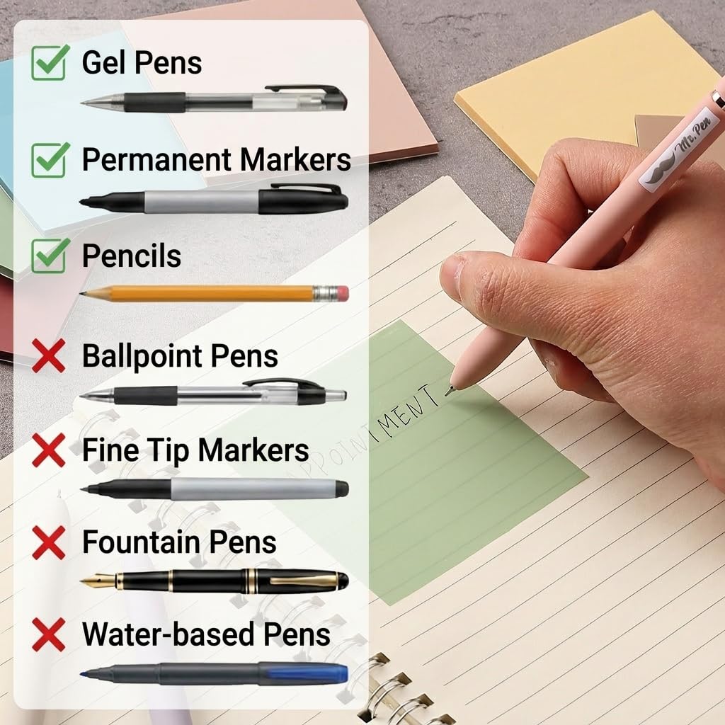 Mr. Pen- Transparent Sticky Notes, 3" x 3", 12 Pads, 600 Sheets