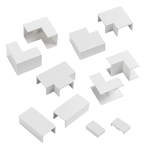 D-Line 1in x 0.63in Cable Raceway Accessory Multipack, 11-Piece Pack - White