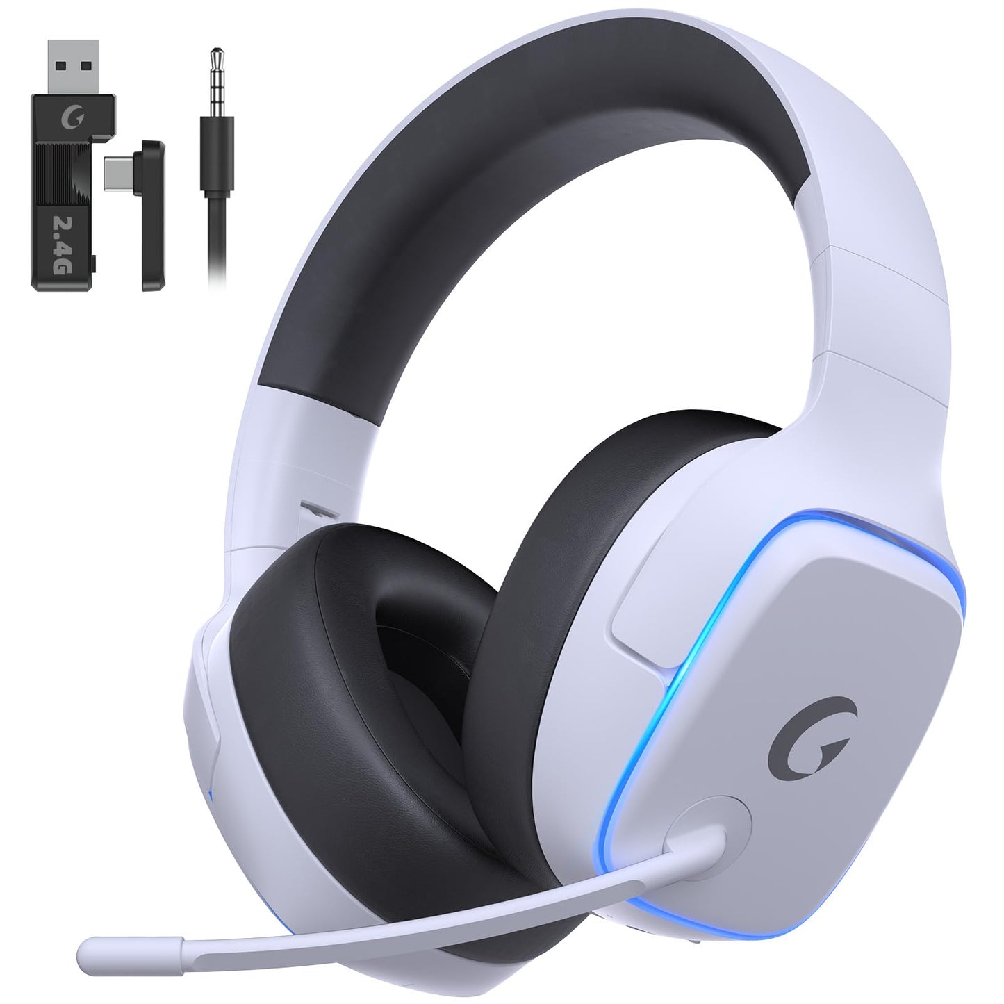 Gvyugke 2.4GHz Wireless Gaming Headsets for PS5, PS4, PC, Switch - Bluetooth 5.3 Gaming Headphones with Noise Canceling Mic, 7.1 Surround Sound, 70H