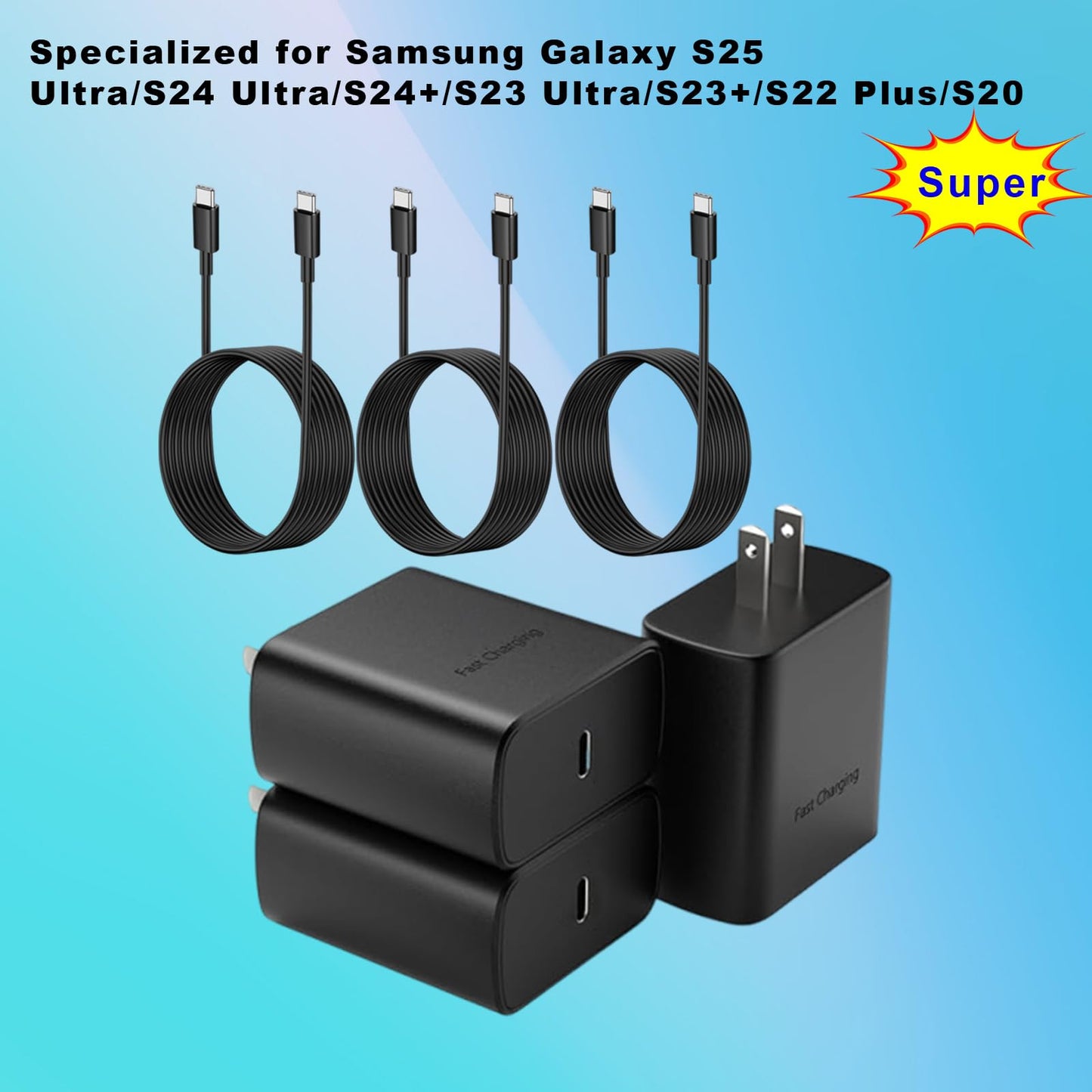 45W USB C Charger,Fast Charger with USB-C Cable for Samsung Galaxy S25 Ultra/S24 Ultra/S24+/S23 Ultra/S23+/S22 Plus/S20, Tab S9/S8 Ultra
