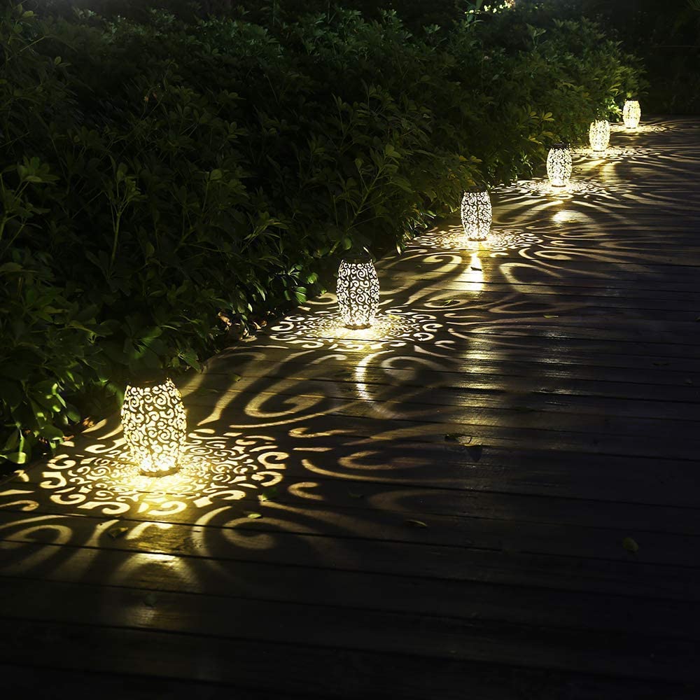 esgarden 2 Pack Upgraded 15 Lumens Outdoor Lanterns Gardening Gifts Patio Solar Lantern Hanging Powered Lights Waterproof Decorative Lamp Tabletop