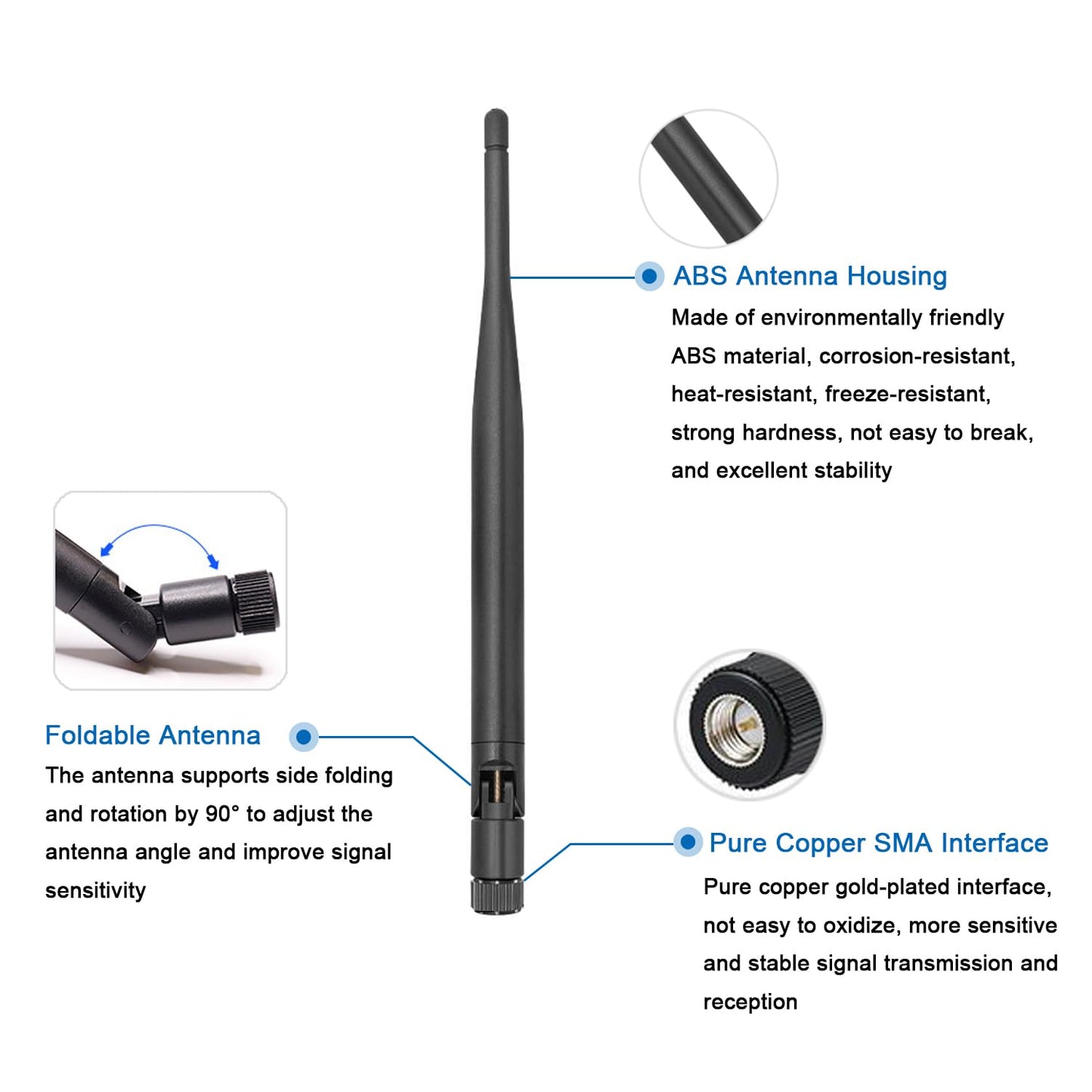 ALMOCN 2PCS 915MHz LoRa Antenna 5dBi Gain Omni-Directional SMA Male Connector + 2PCS IPEX Extension Cable for LoRa Development Board, Security