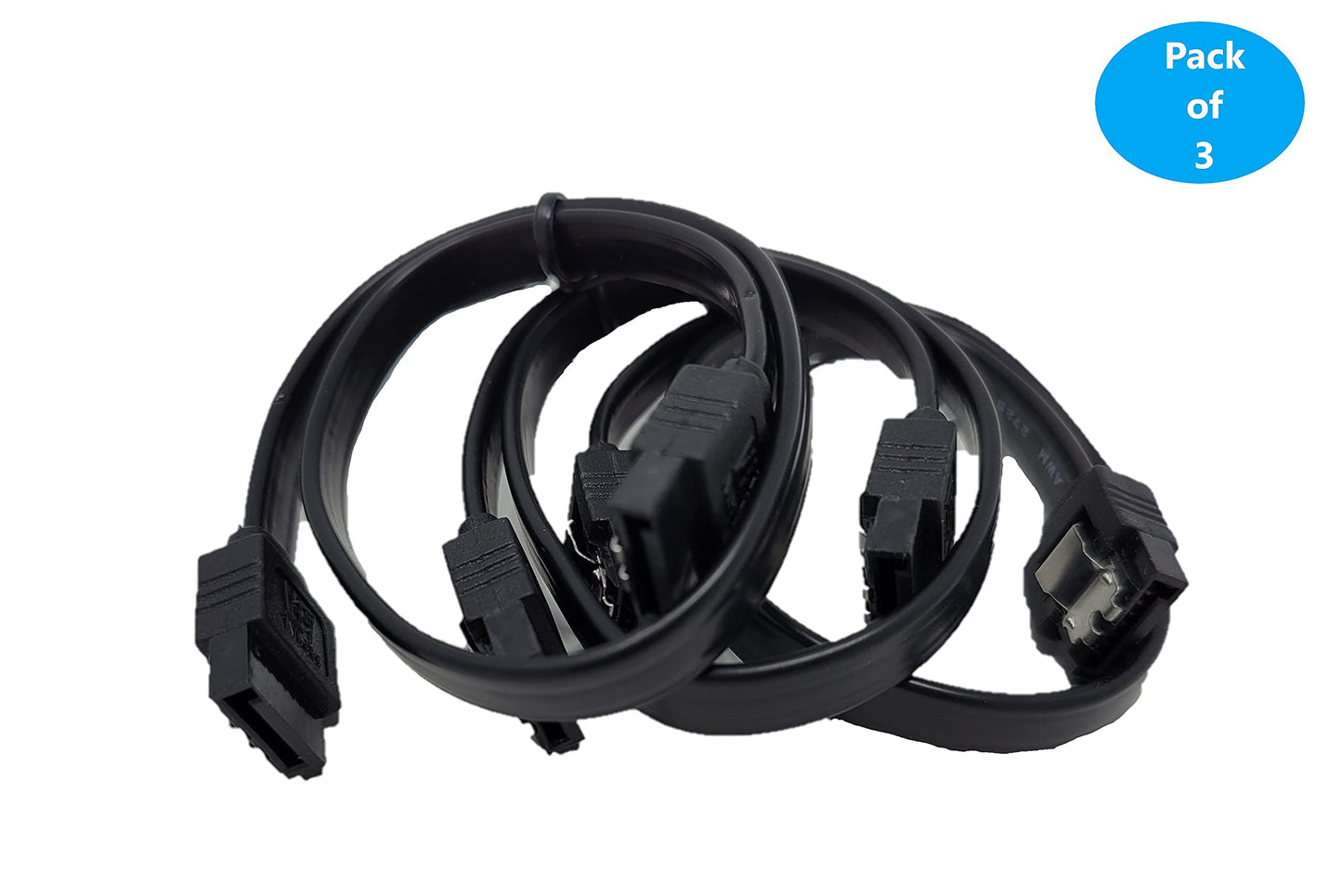 MICRO CONNECTORS 12" SATA III Straight Cable with Locking Latch (Black) 3-Pack (F03-03MSSB-3P)