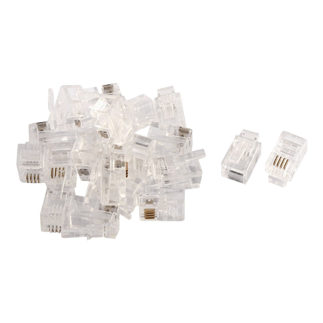 uxcell 20 Pack Phone Modular Plug, Household RJ9 4P4C Telephone Cable End Phone Adapter Connector, Standard Jack for Telephone Handset Flat Stranded