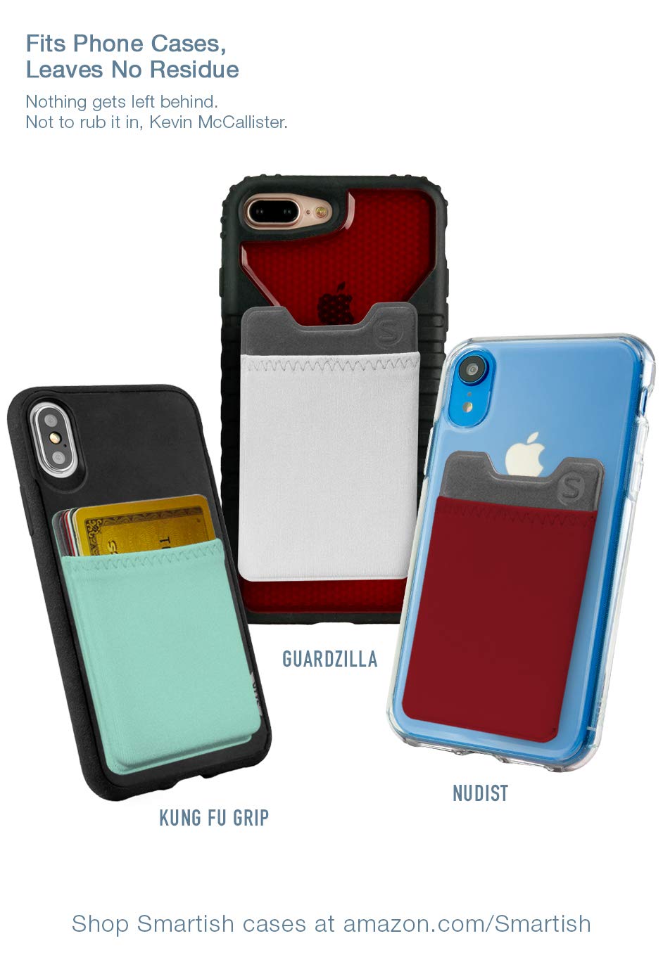 Smartish Silk Stick-on Phone Wallet - Sidecar Slim Expandable Credit Card Pocket - Fits iPhone and Android (Midnight Black)