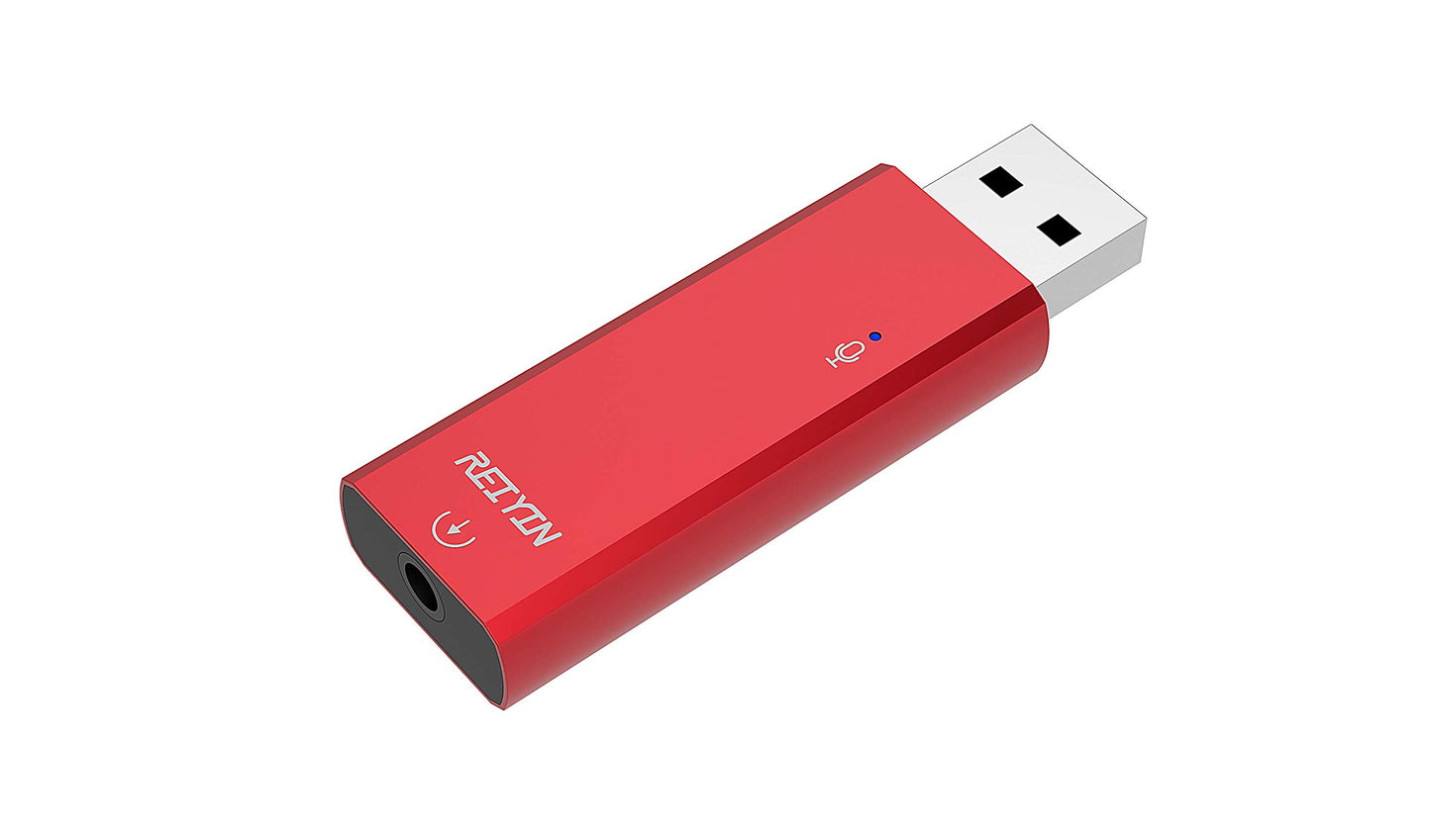 Reiyin DA-02 DAC USB-A Digital to Analog Converter, 192khz 24bit USB to 3.5mm Audio Adapter with Analog and Optical Digital Output Mode - Red