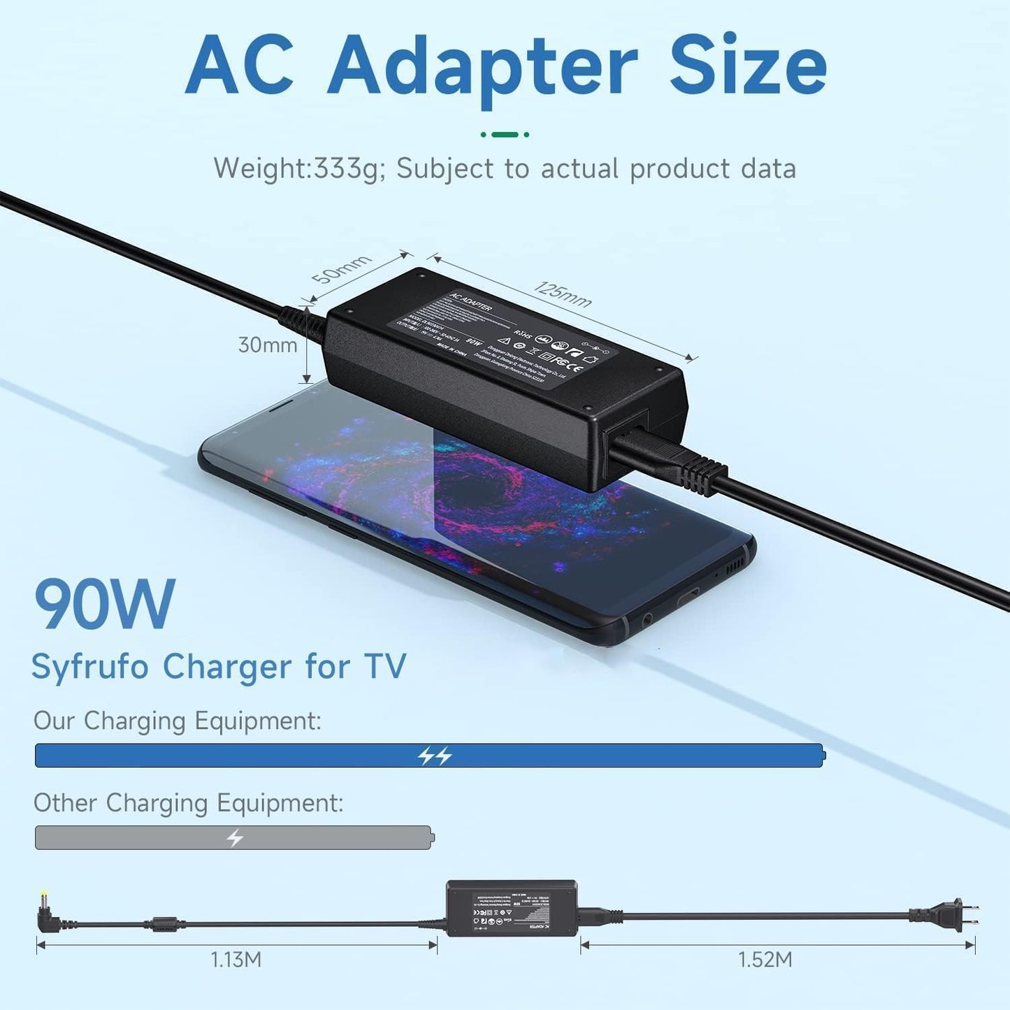 19V Power Cord Compatible with Westinghouse TV 24 32 40 42 46 inch, Charger for LD-2480, LD-3255VX, LD-4255VX, LD-4680, LD-4695, UW40TA2W, UW32SC1W…
