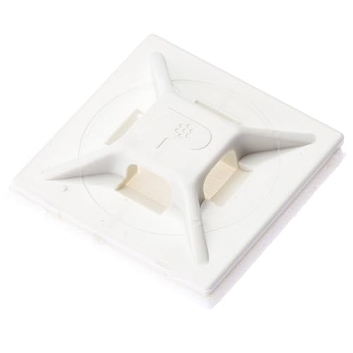Panduit ABMM-A-C Adhesive Backed Cable Tie Mount, 4-Way Mount, Pre-Installed Adhesive, Indoors Environment, ABS, Rubber Mounting Method, White (Pack