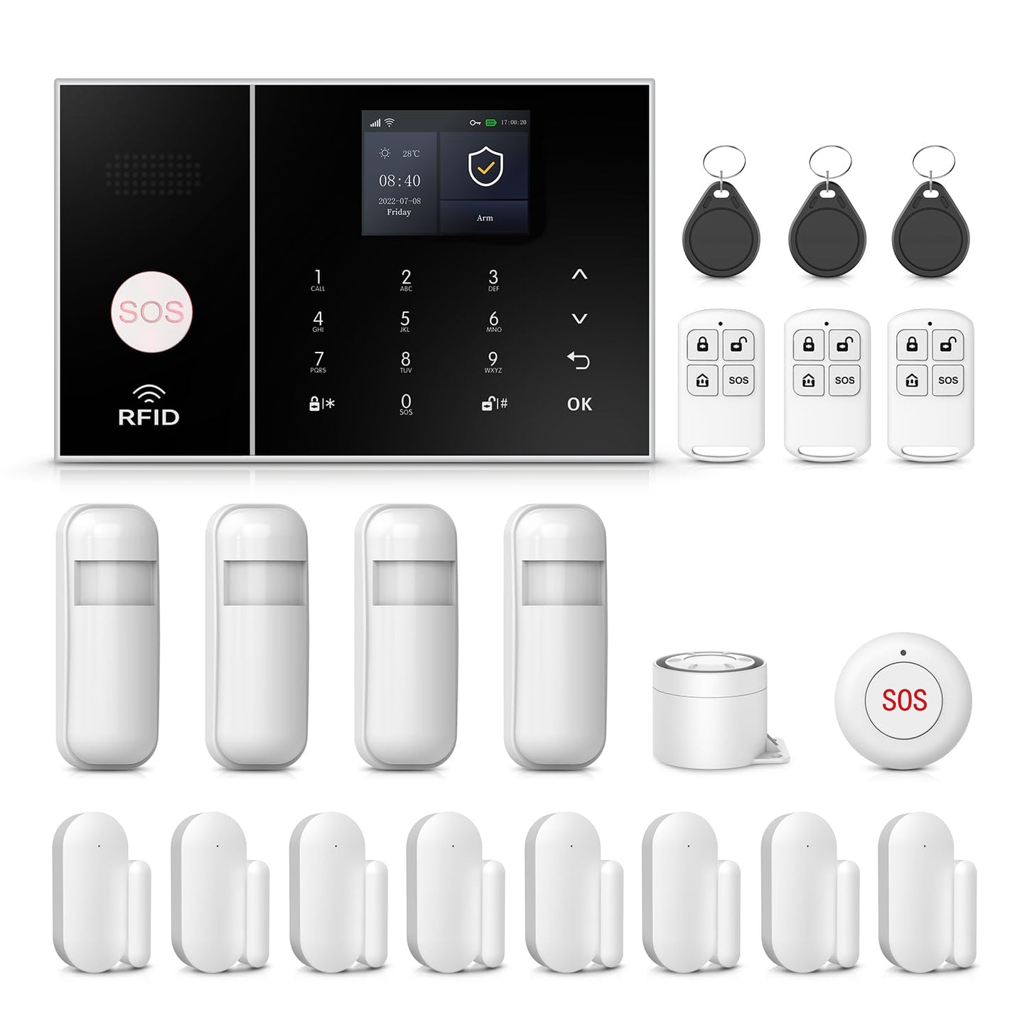 PGST WiFi Alarm System for Home Security,DIY Door Alarm Sensors,Tuya App Remote Control,Compatible with Alexa&Google for Villa,Apartment,Cabage,No