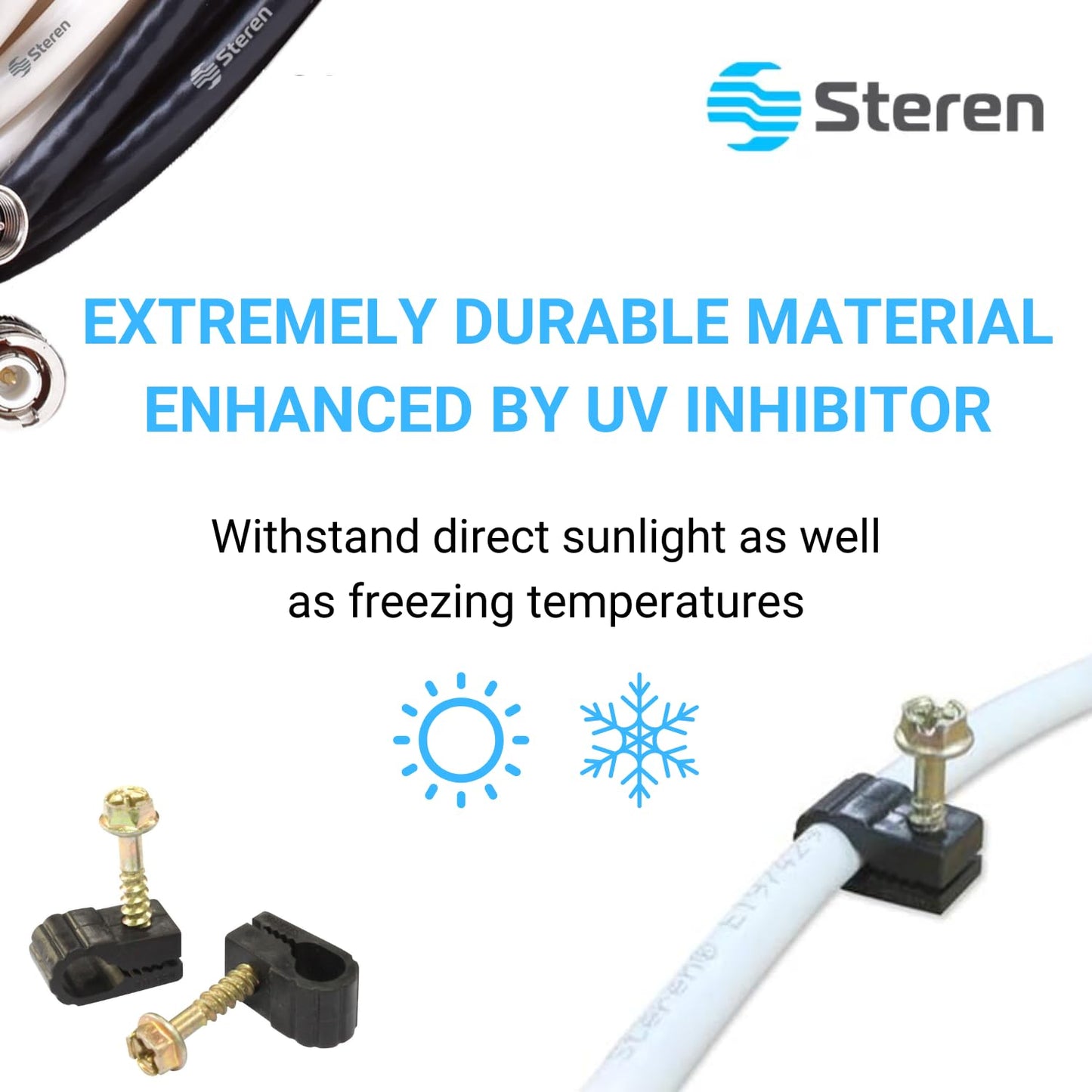 STEREN Coaxial Cable Clips - Cable Holder - Wire Clips - Siding Clips For Hanging - Cord Holder For Desk - Cable Clamps - Cord Clip - Wire Organizer