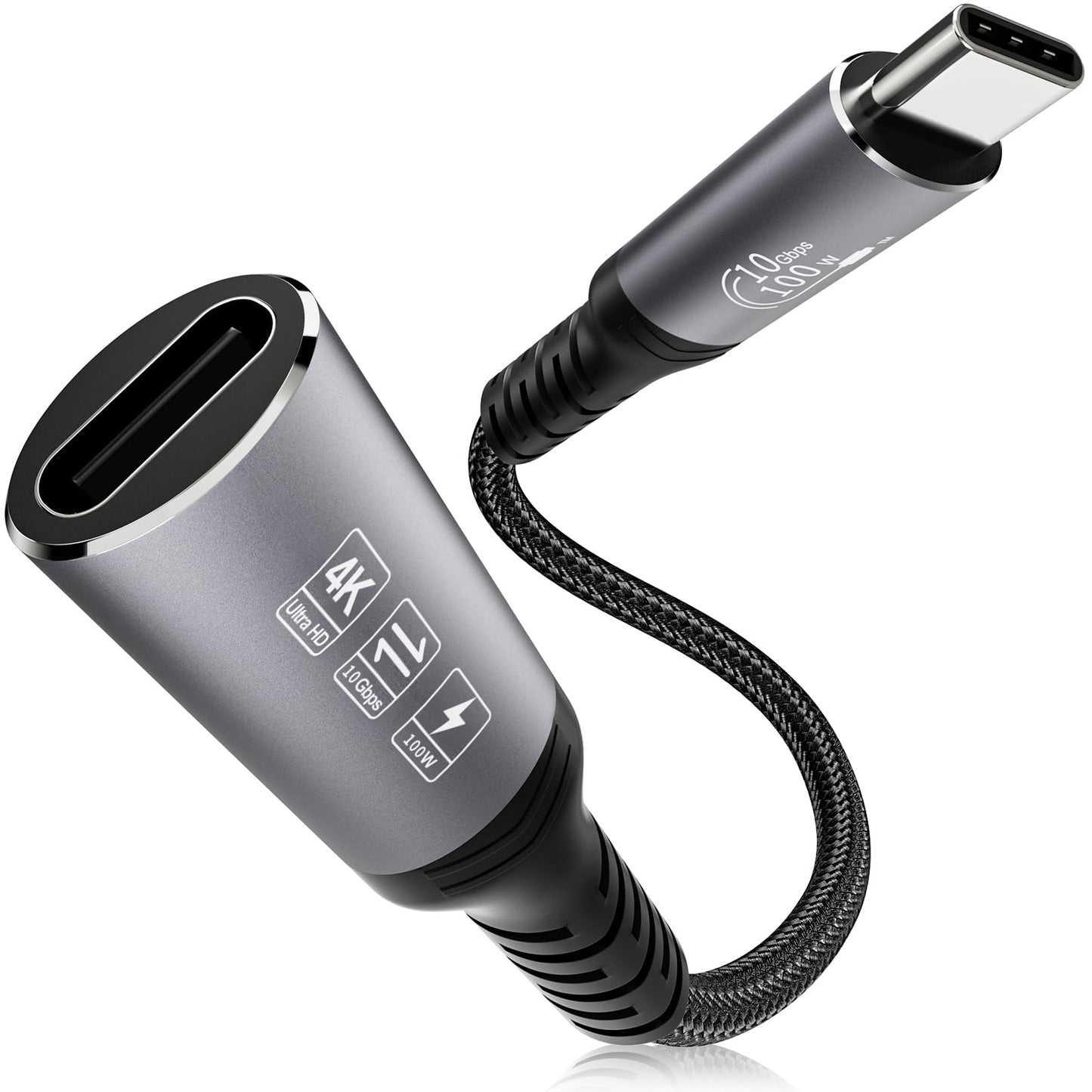 Jnoheefye USB C Extension Cable - 10Gbps Data Transfer, 100W Fast Charging, 4K Video Support, 1FT, 2FT, 3.3FT, 20FT Length, Compatible with MacBook