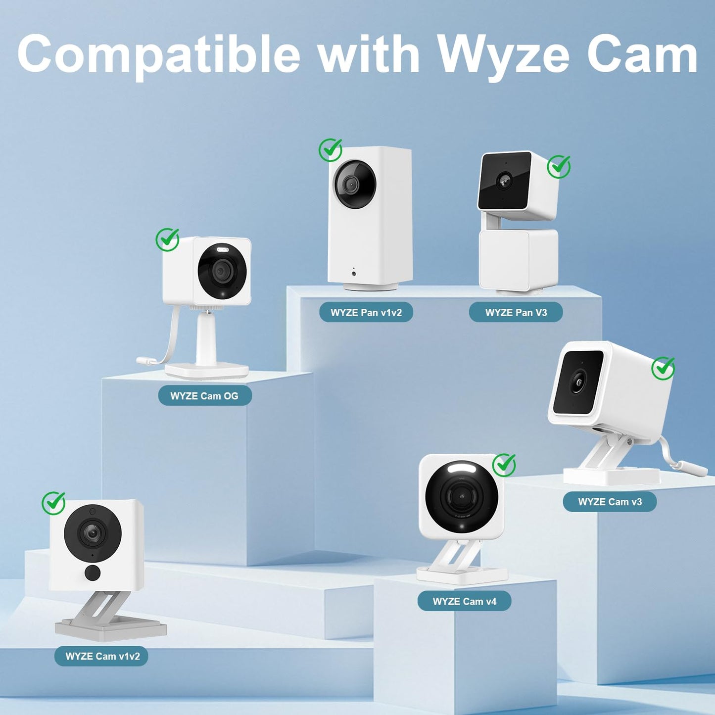 20Ft/6m Outdoor Power Adapter Compatible with Wyze Cam V4/V3,Duo Cam Pan,Wyze Pan V4/V3/V2/OG,Long Flat Charging Extension Cable Replace for Plug,IP67