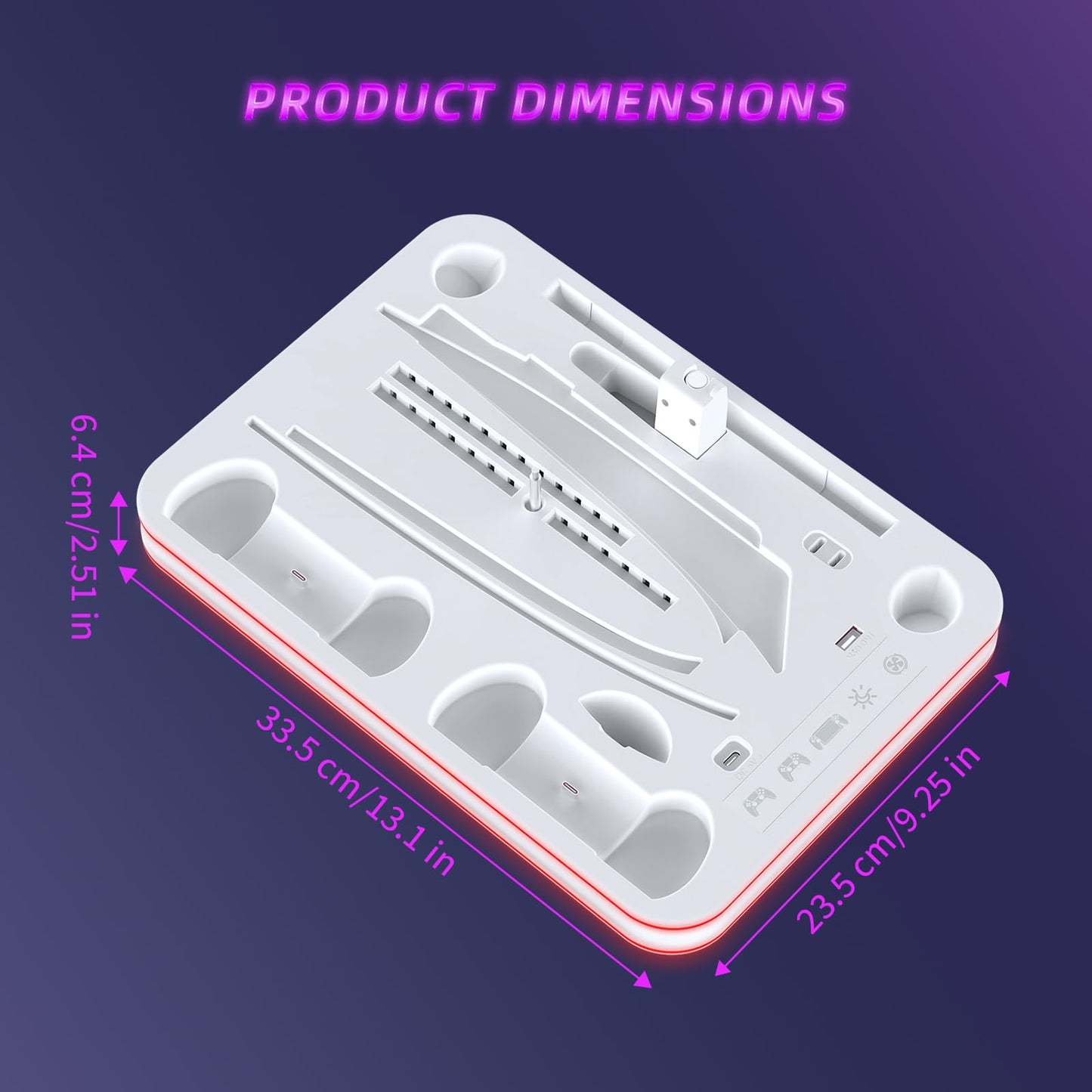Stand and Cooling Station for PS5/PS5 Slim/PS5 Pro with RGB LED Controller Charging Dock Accessories, Charger for PlayStation 5 Controller and PS