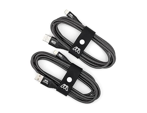 Sewell MOS Strike Lightning Cable, 6ft Two Pack, Ultra Durable Braided Nylon Fiber Jacket, Tangle Resistant, MFI Certified,Gray,SW-33122-06-2