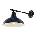 JONATHAN Y 12.25" Navy/Black 1-Light Industrial Farmhouse Outdoor Sconce, Iron Wall Light with LED Bulb, Metal Bowl Shade, Vintage Porch Lamp