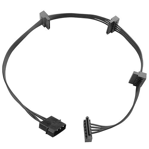 ELFJMZP IDE Molex 4 PIN Male to 4 x SATA 15 PIN Female Expansion Power Cable 20.8in 18AWG Tinned Copper - for PC/NAS/Server Mechanical Hard