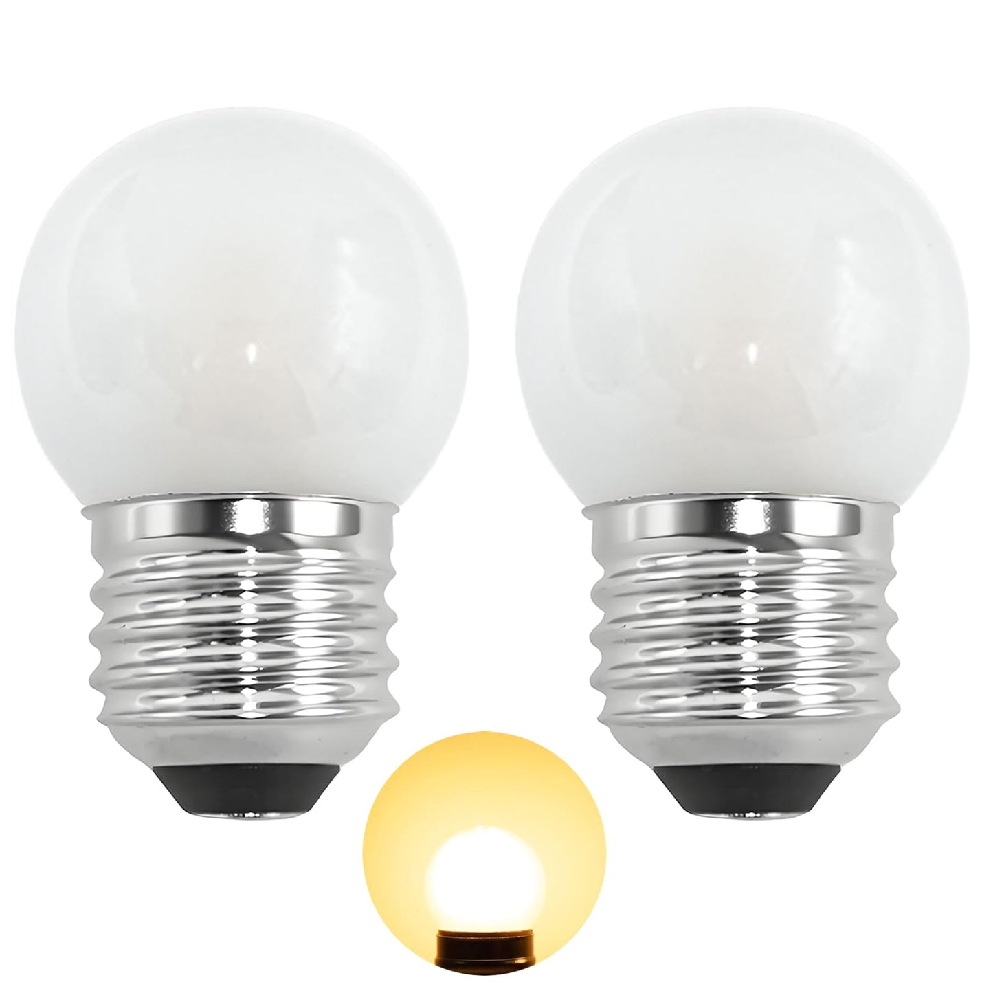 Night Light Bulbs G40 Low Wattage LED Light Bulbs, 1.5W ,E26 Base, 2 Pack
