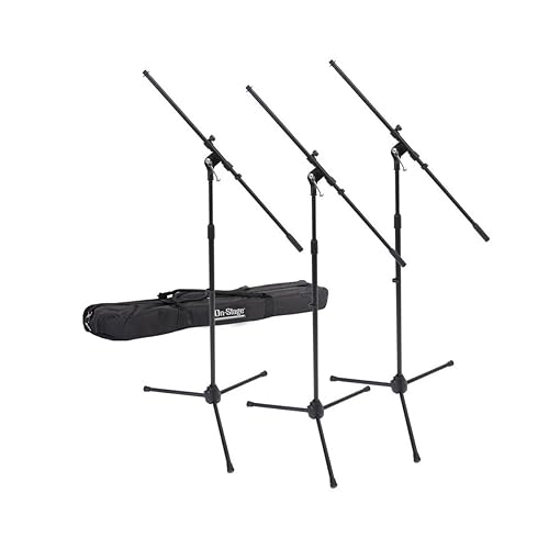 OnStage On-Stage MSP77033 Euroboom Microphone Stands with Travel Bag, 3 Pack