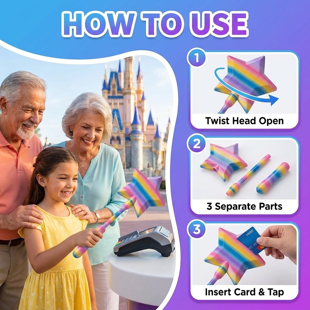 Iridescence 3D Printed Credit Card Wand Tap to Pay, Magic Fairy Pay Wand, Starlight Magic Wand Tap-to-Pay Card Holder, Fun Unique Creative Gifts
