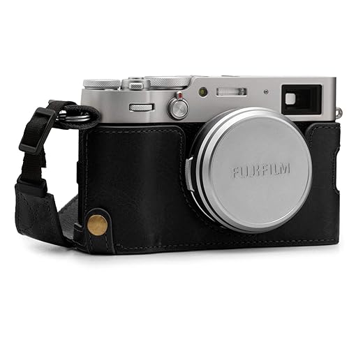 MegaGear MG1894 Ever Ready Genuine Leather Camera Half Case Compatible with Fujifilm X100V - Black