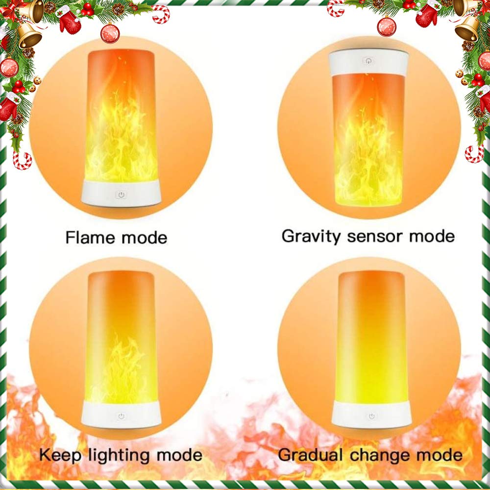 PDGROW LED Flame Effect Light, Flame Lamp 4 Modes USB Rechargeable Fire Lights Indoor Campfire Outdoor Decorative Lantern Hanging Lamps Fireplace