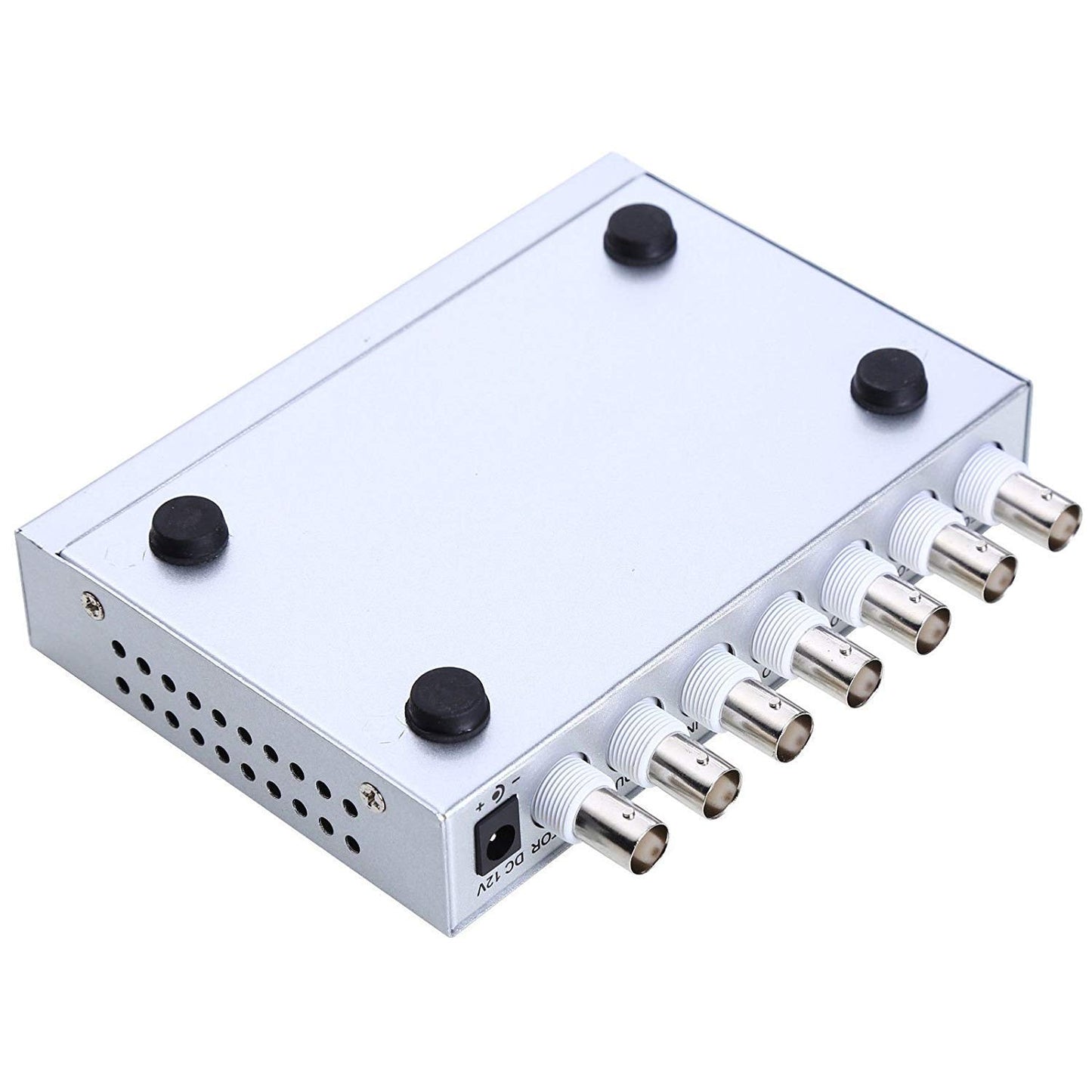 UHPPOTE 4 Channel Color Quad System Video Splitter CCTV DVR Camera Processor Remote Control with 7 BNC Adapter